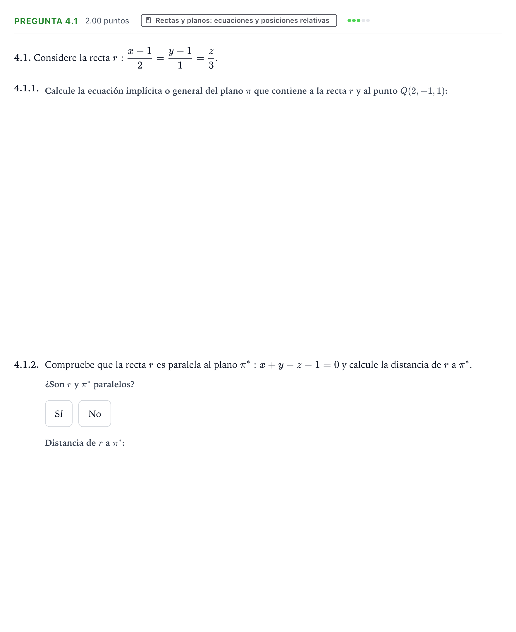 Enunciado: Pregunta 4.1 · Matemáticas II PAU Galicia Extraordinaria 2026