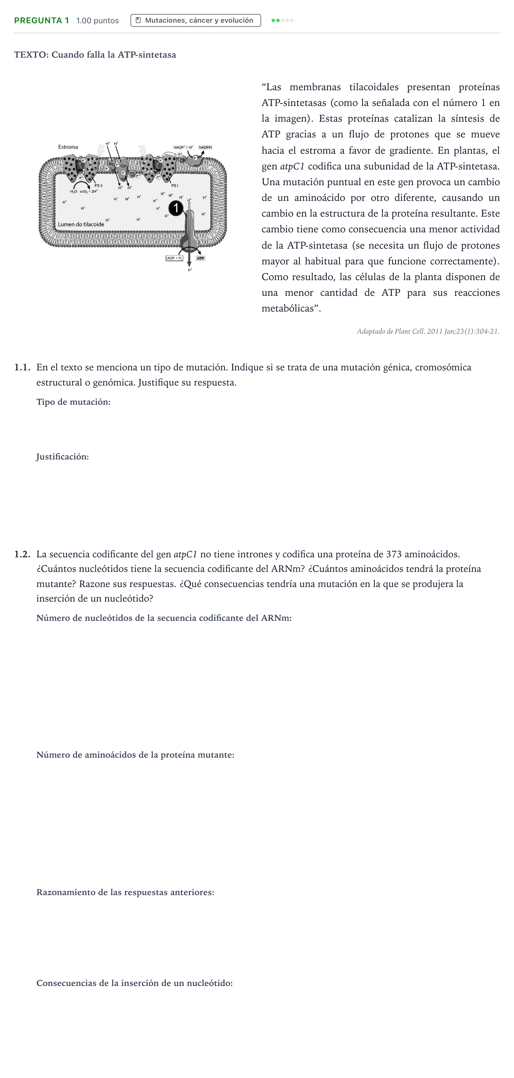 Enunciado: Pregunta 1 - Mutaciones · Biología PAU Galicia Extraordinaria 2026