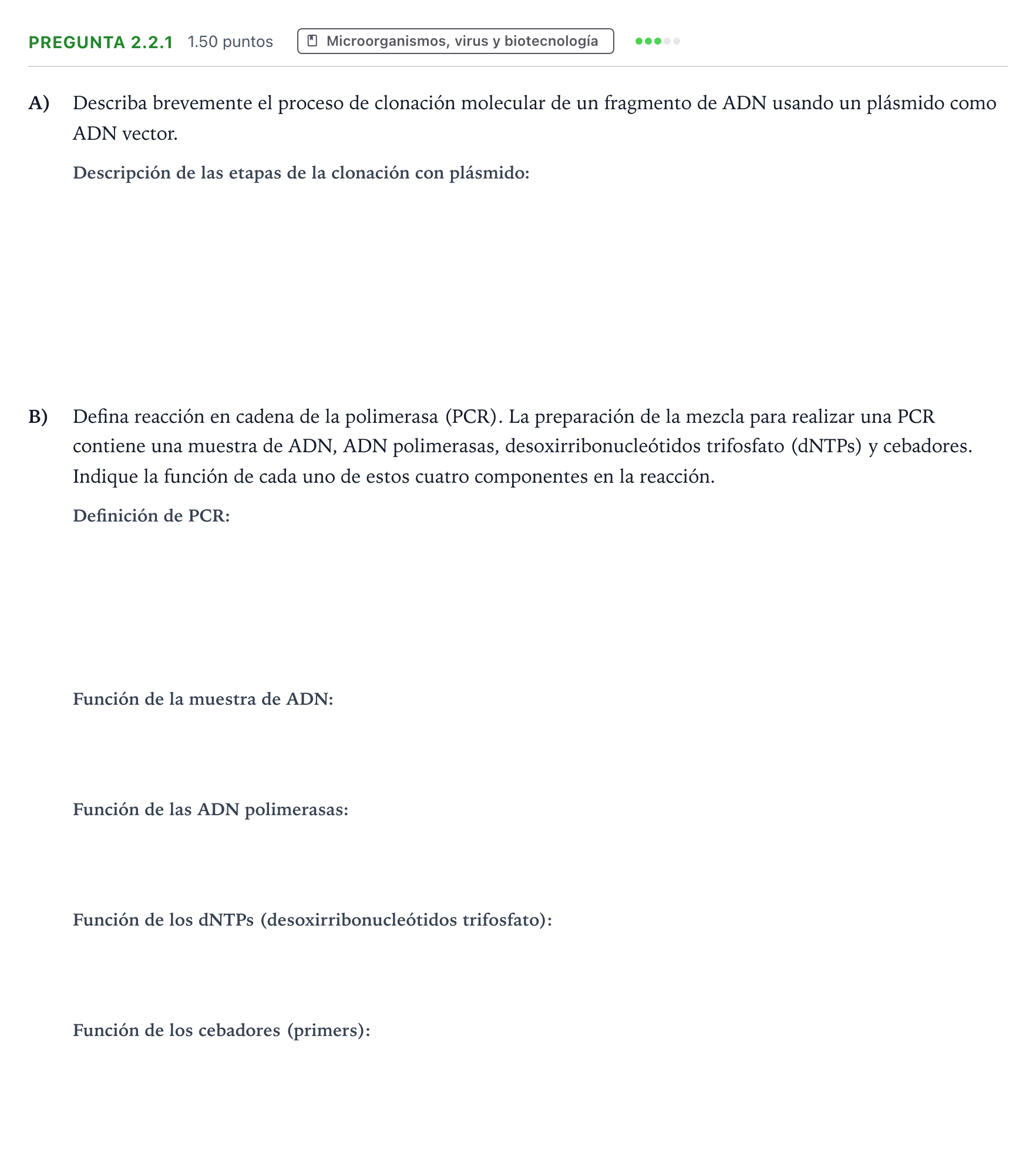 Enunciado: Pregunta 2.2.1 · Biología PAU Galicia Extraordinaria 2026