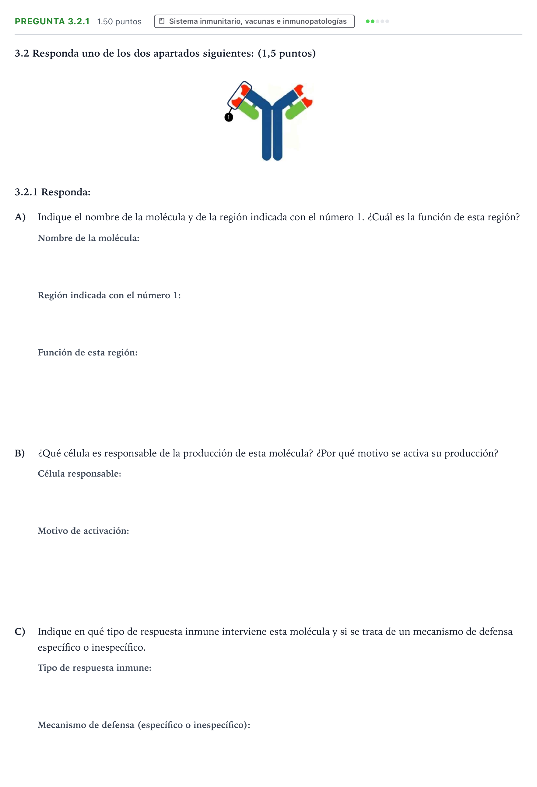 Enunciado: Pregunta 3.2.1 · Biología PAU Galicia Extraordinaria 2026