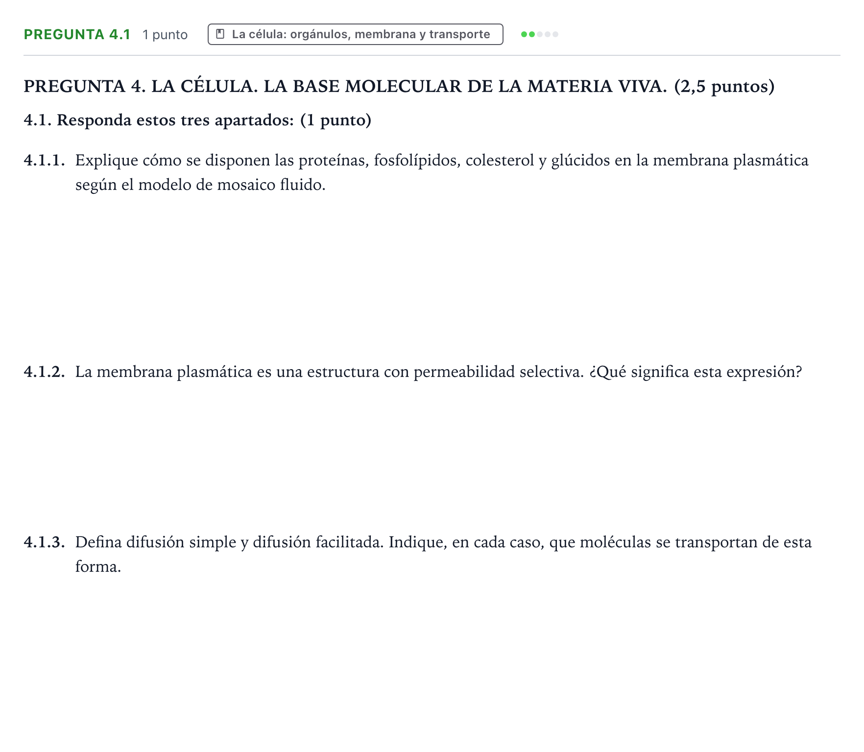 Enunciado: Pregunta 4.1 · Biología PAU Galicia Extraordinaria 2026