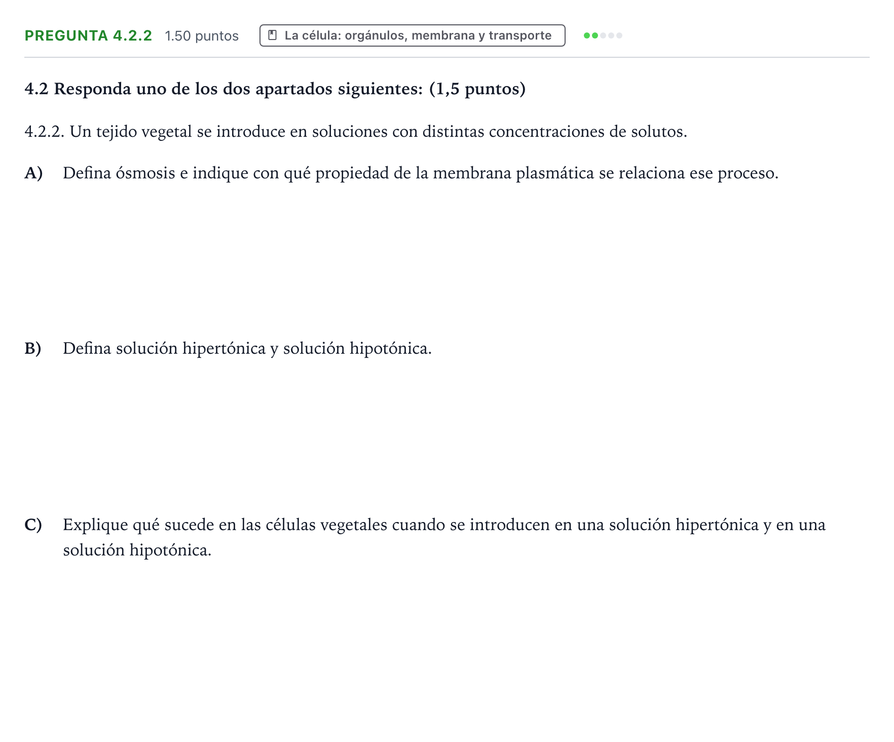 Enunciado: Pregunta 4.2.2 · Biología PAU Galicia Extraordinaria 2026