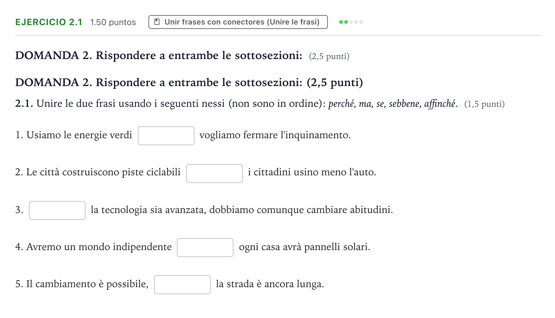Enunciado: Ejercicio 2.1 · Italiano PAU Galicia Ordinaria 2026