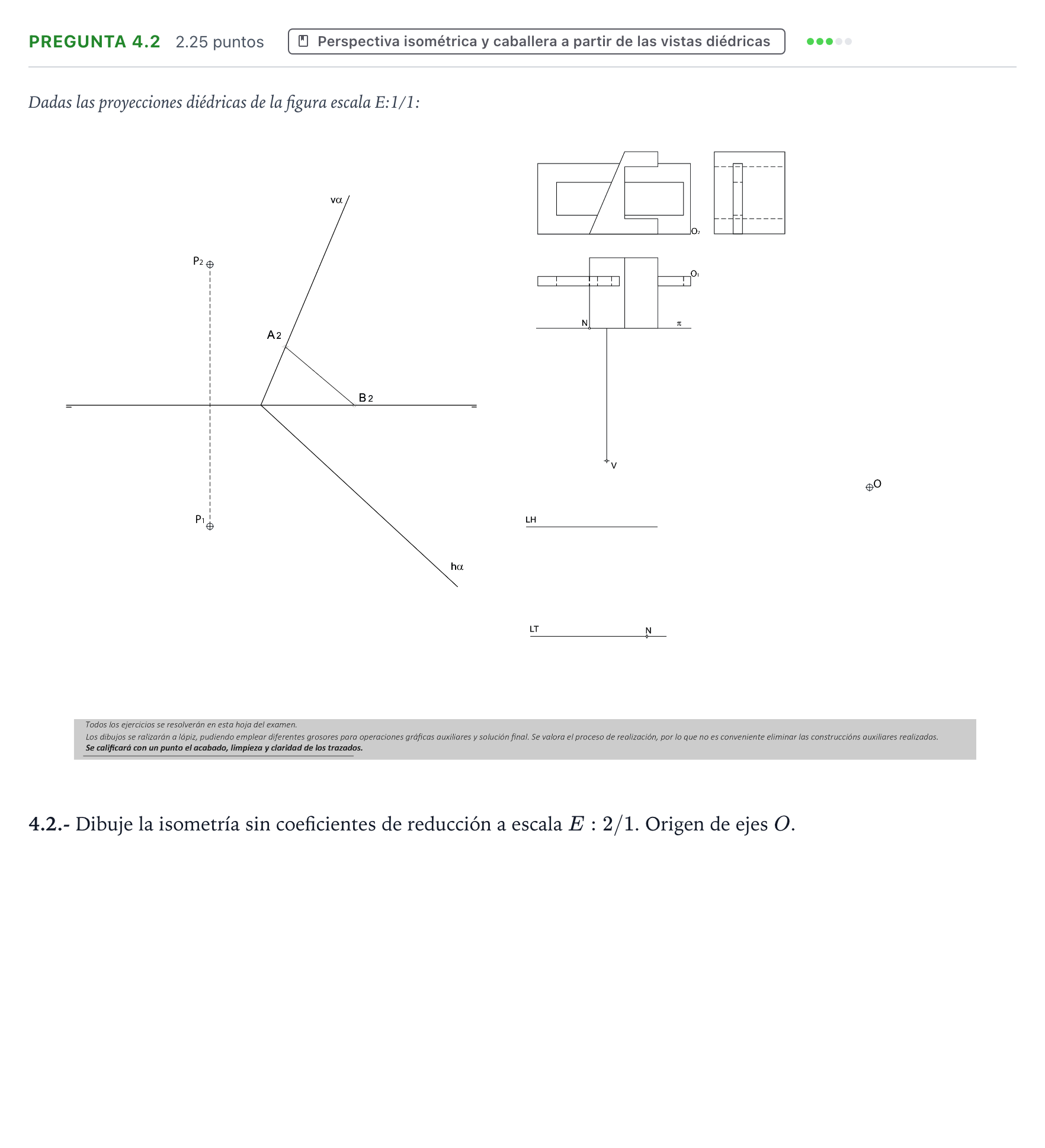 Enunciado: Pregunta 4.2 · Dibujo técnico II PAU Galicia Extraordinaria 2026