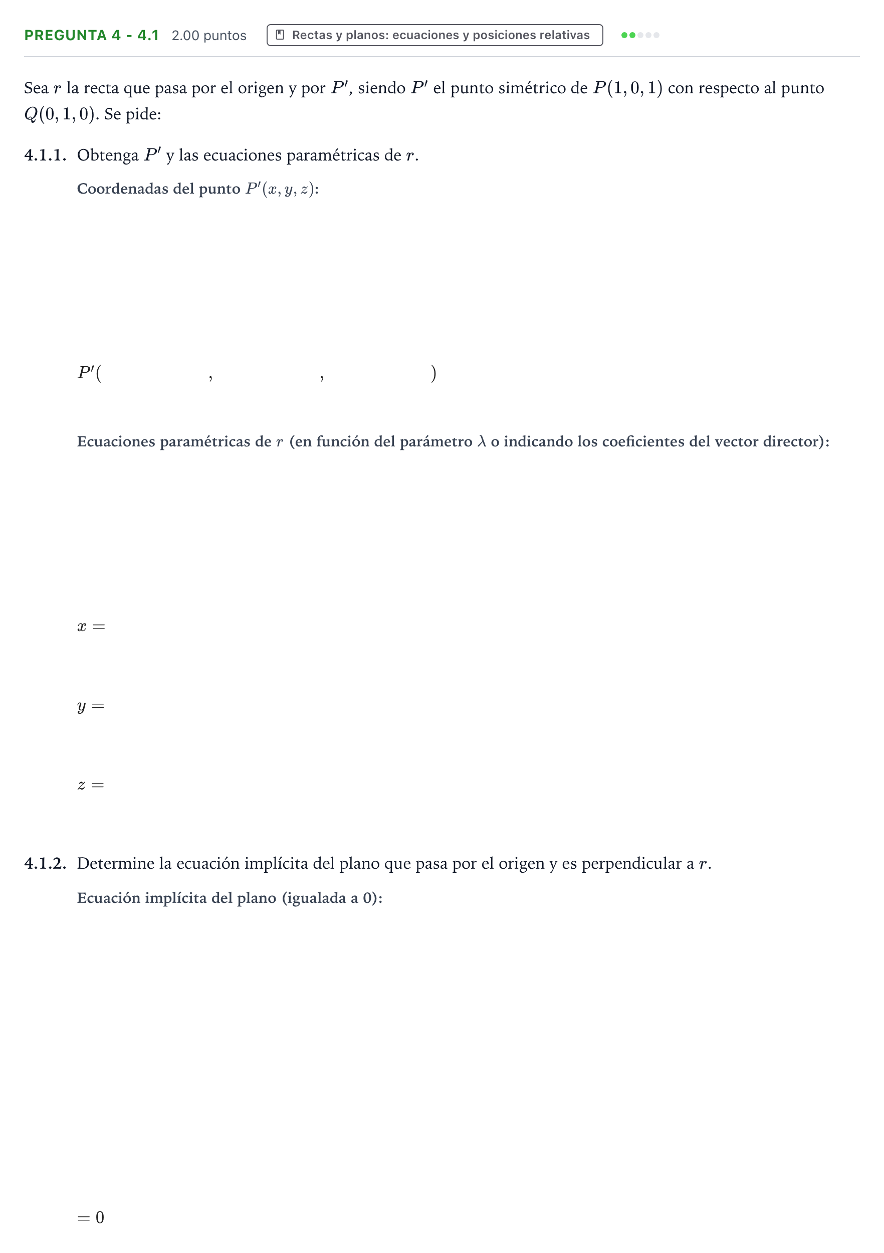 Enunciado: Pregunta 4 - 4.1 · Matemáticas II PAU Galicia Ordinaria 2026