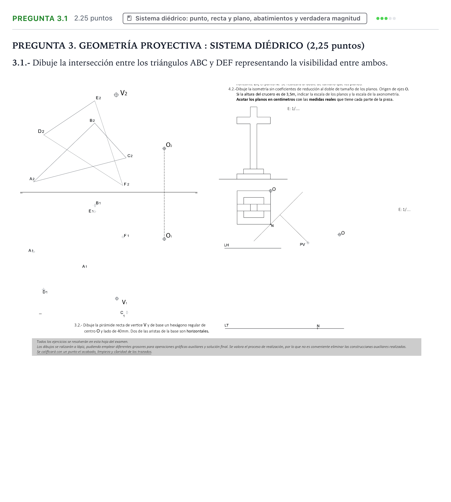 Enunciado: Pregunta 3.1 · Dibujo técnico II PAU Galicia Ordinaria 2026