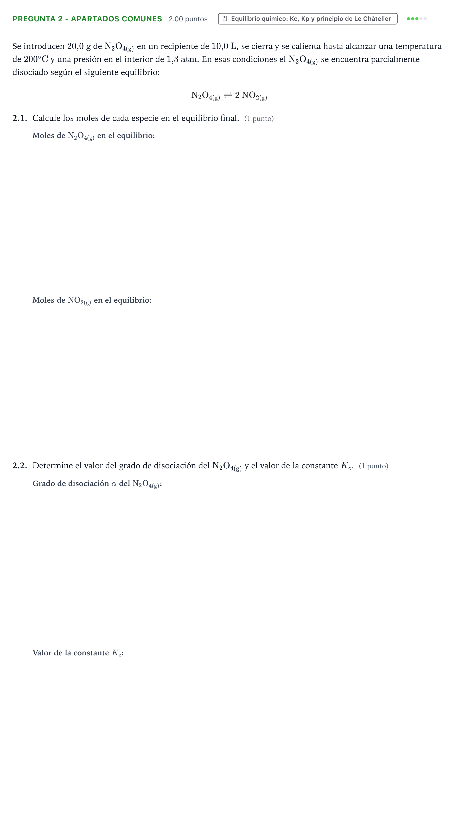 Enunciado: Pregunta 2 - Apartados comunes · Química PAU Galicia Extraordinaria 2026