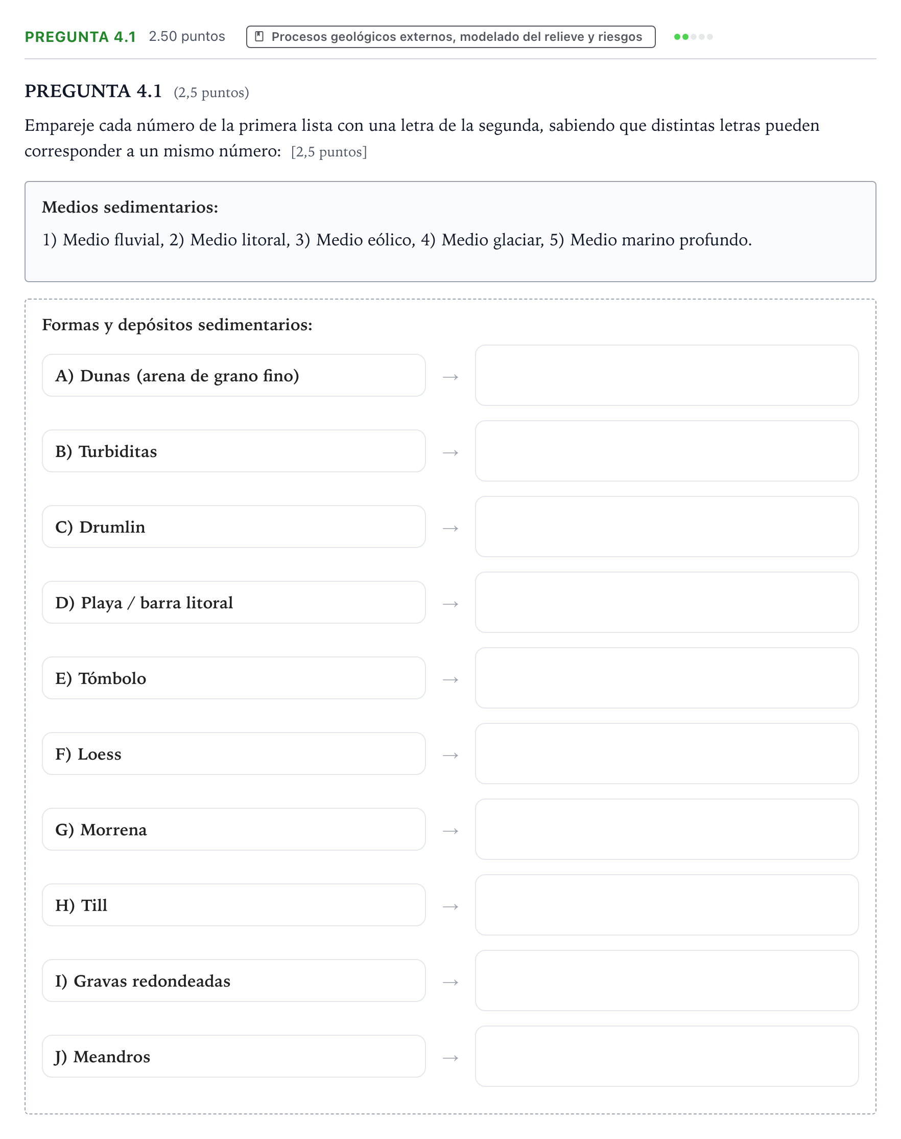 Enunciado: Pregunta 4.1 · Geología y Ciencias Ambientales PAU Galicia Extraordinaria 2026