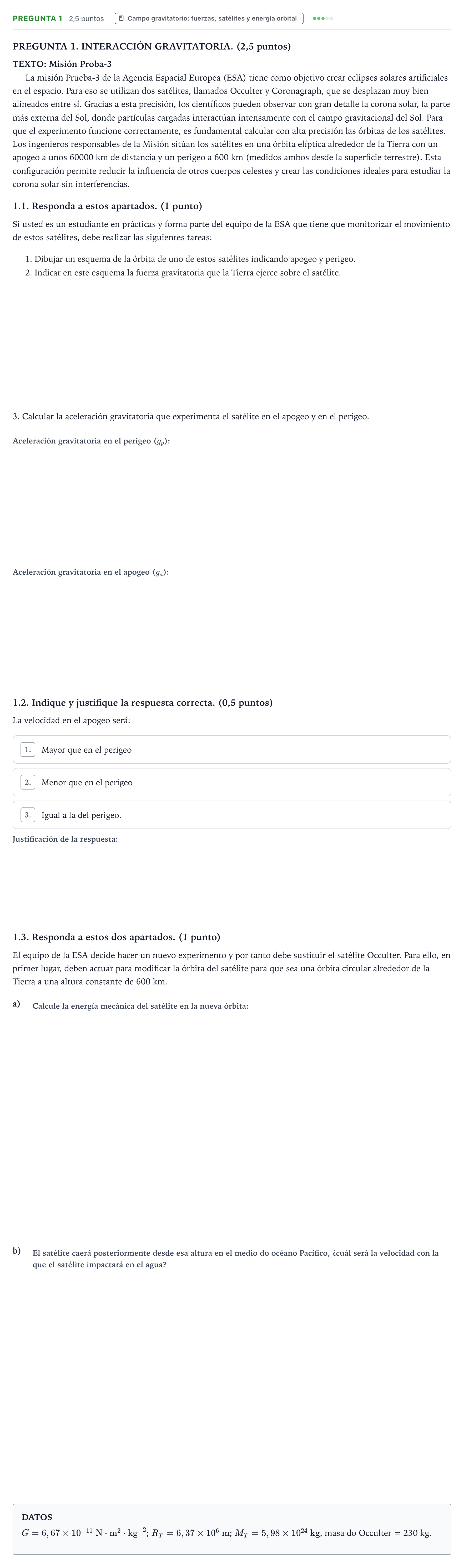 Enunciado: Pregunta 1 · Física PAU Galicia Ordinaria 2026