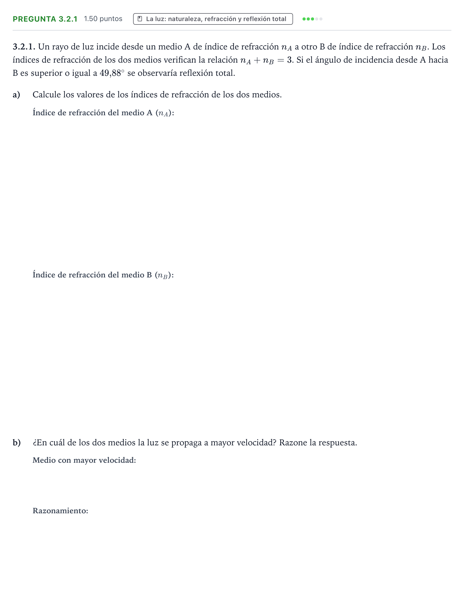 Enunciado: Pregunta 3.2.1 · Física PAU Galicia Ordinaria 2026