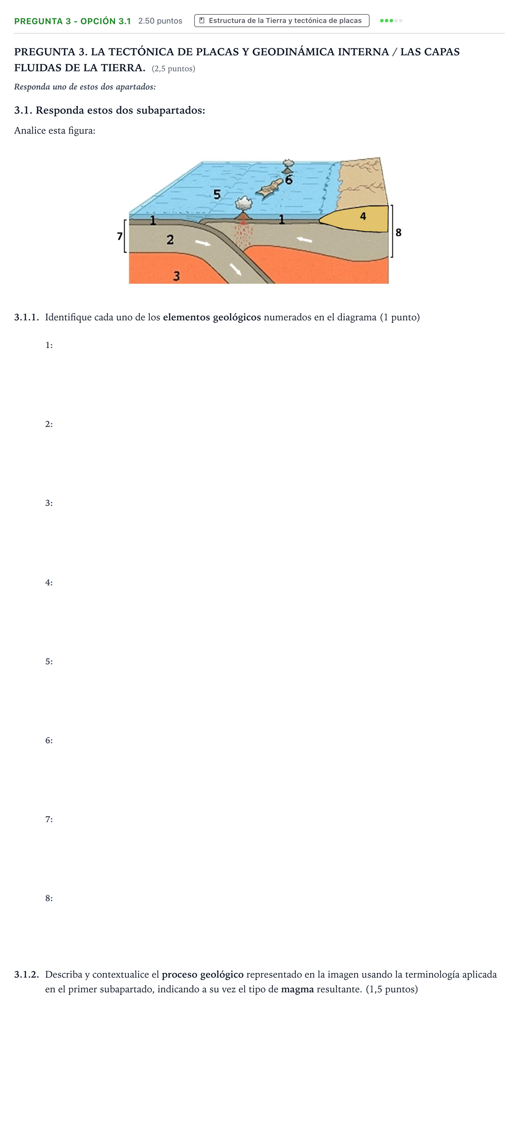 Enunciado: Pregunta 3 - Opción 3.1 · Geología y Ciencias Ambientales PAU Galicia Ordinaria 2026