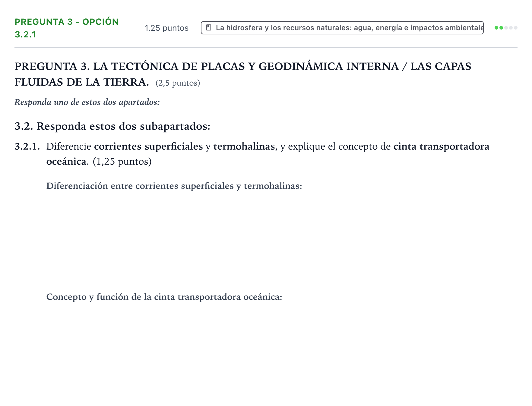 Enunciado: Pregunta 3 - Opción 3.2.1 · Geología y Ciencias Ambientales PAU Galicia Ordinaria 2026