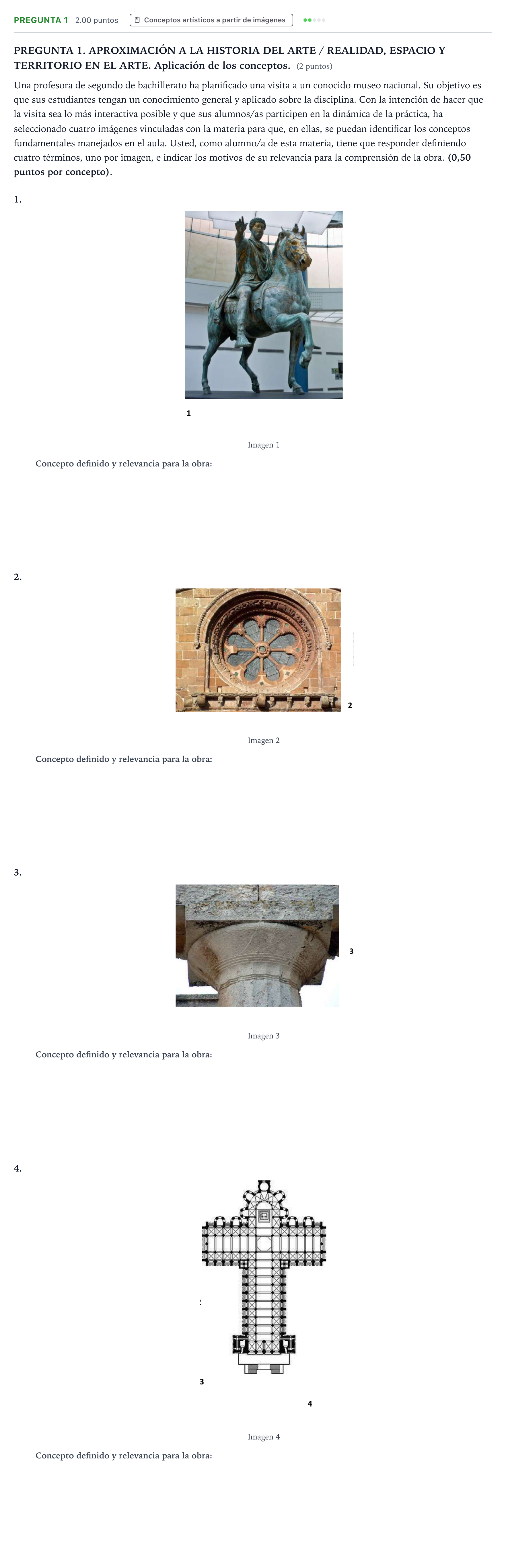 Enunciado: Pregunta 1 · Historia del Arte PAU Galicia Extraordinaria 2026