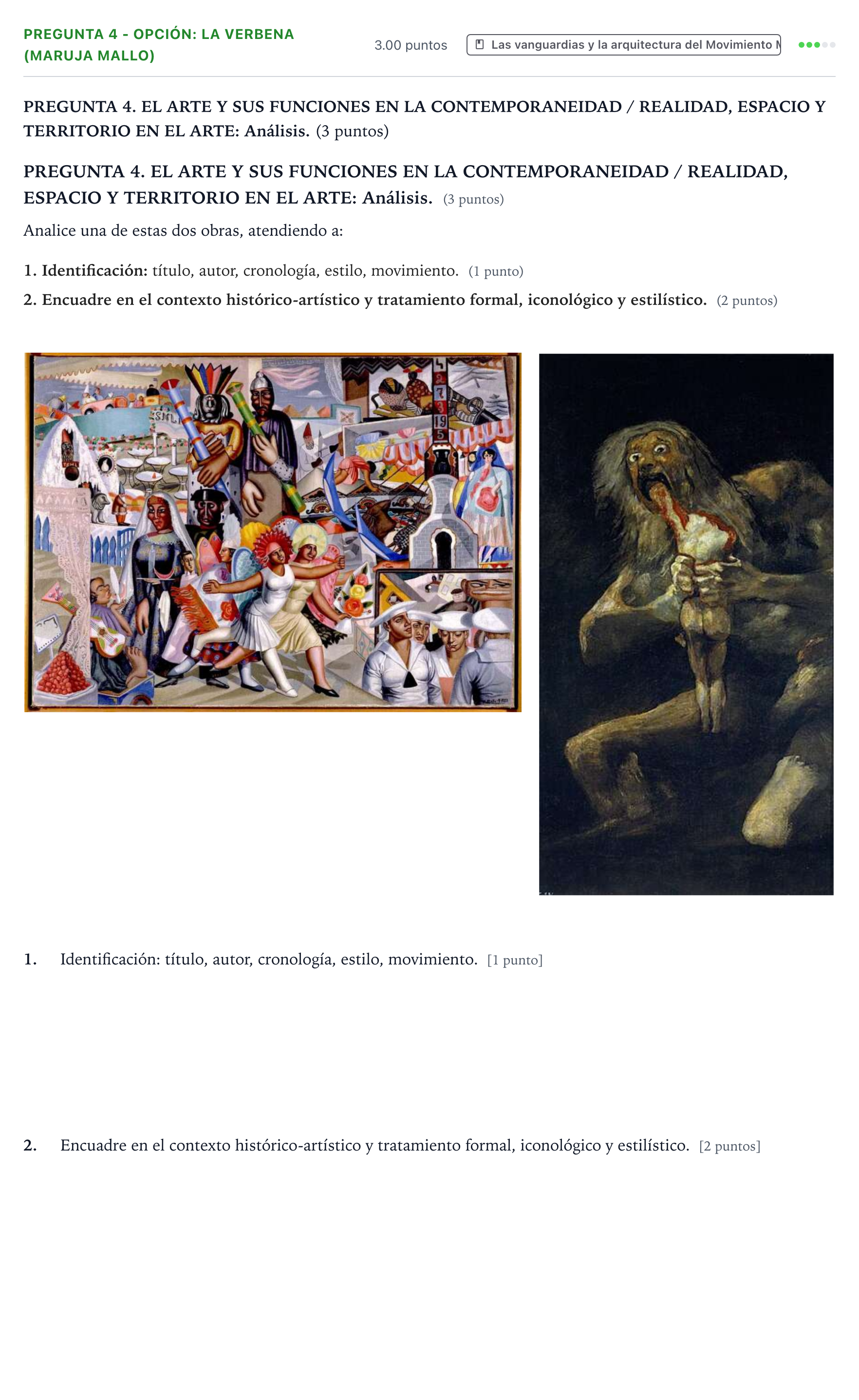 Enunciado: Pregunta 4 - Opción: La verbena (Maruja Mallo) · Historia del Arte PAU Galicia Extraordinaria 2026