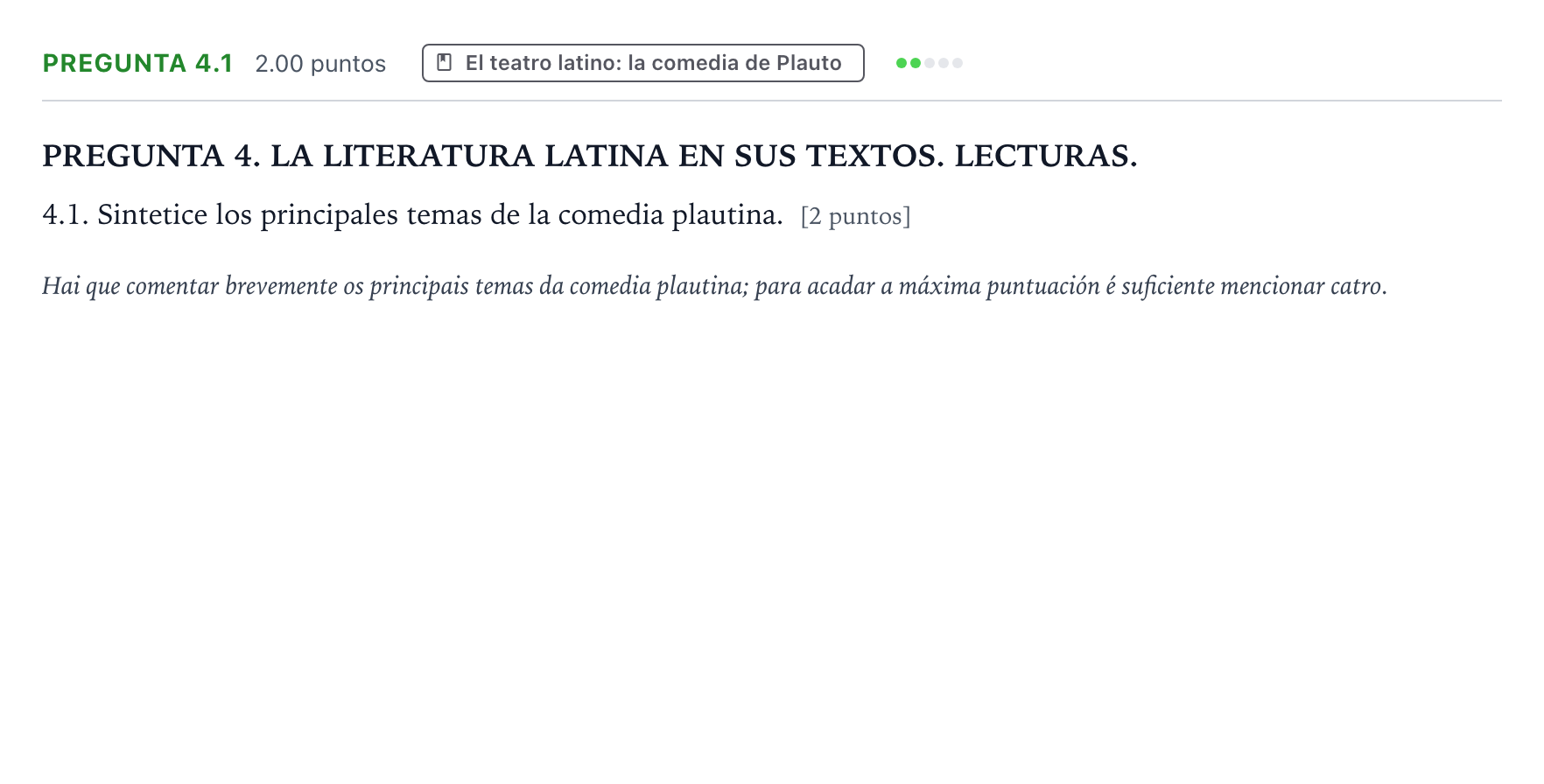 Enunciado: Pregunta 4.1 · Latín II PAU Galicia Extraordinaria 2026