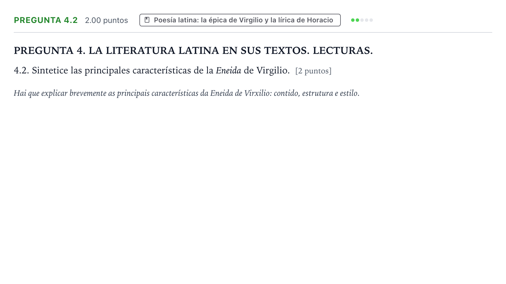 Enunciado: Pregunta 4.2 · Latín II PAU Galicia Extraordinaria 2026