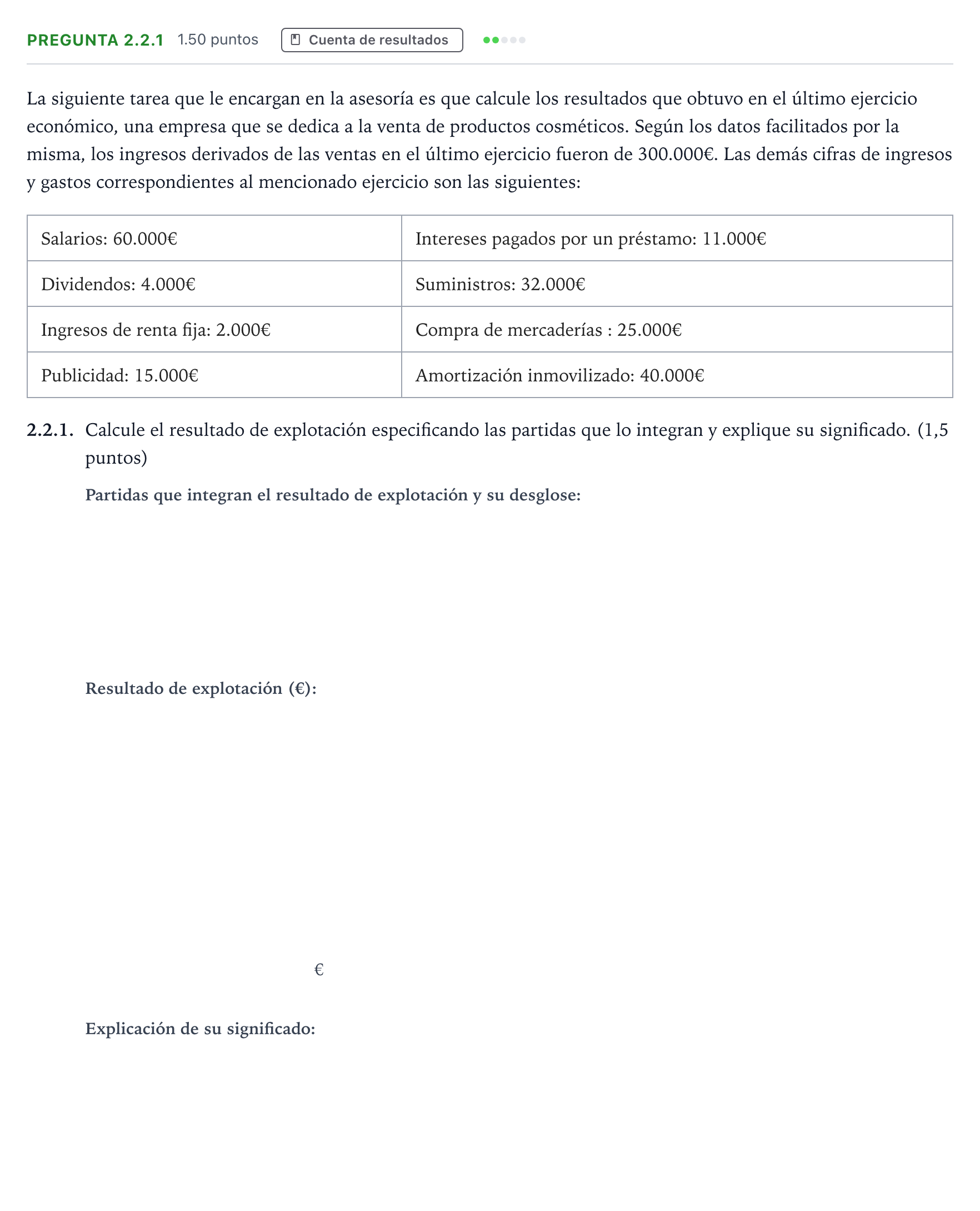 Enunciado: Pregunta 2.2.1 · Empresa y Diseño de Modelos de Negocio PAU Galicia Extraordinaria 2026