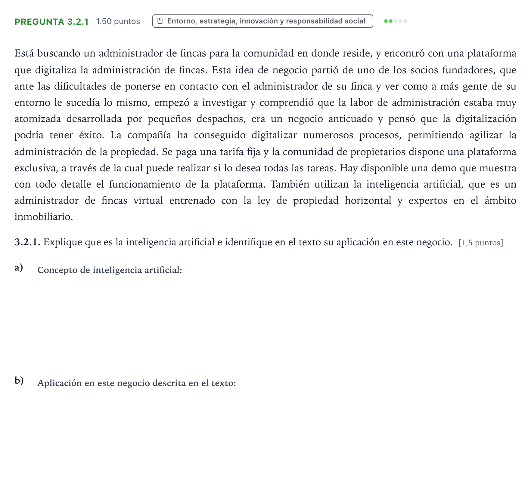 Enunciado: Pregunta 3.2.1 · Empresa y Diseño de Modelos de Negocio PAU Galicia Extraordinaria 2026