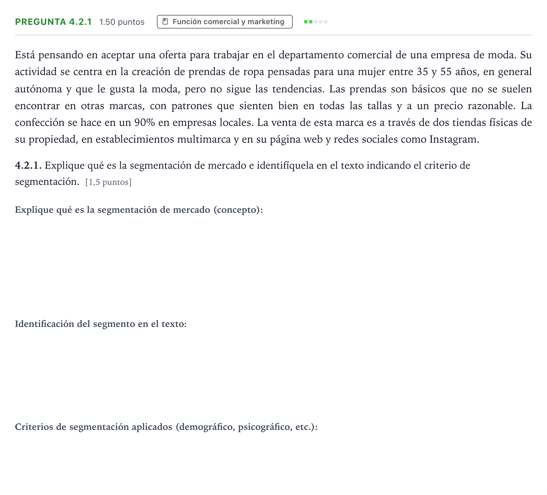 Enunciado: Pregunta 4.2.1 · Empresa y Diseño de Modelos de Negocio PAU Galicia Extraordinaria 2026