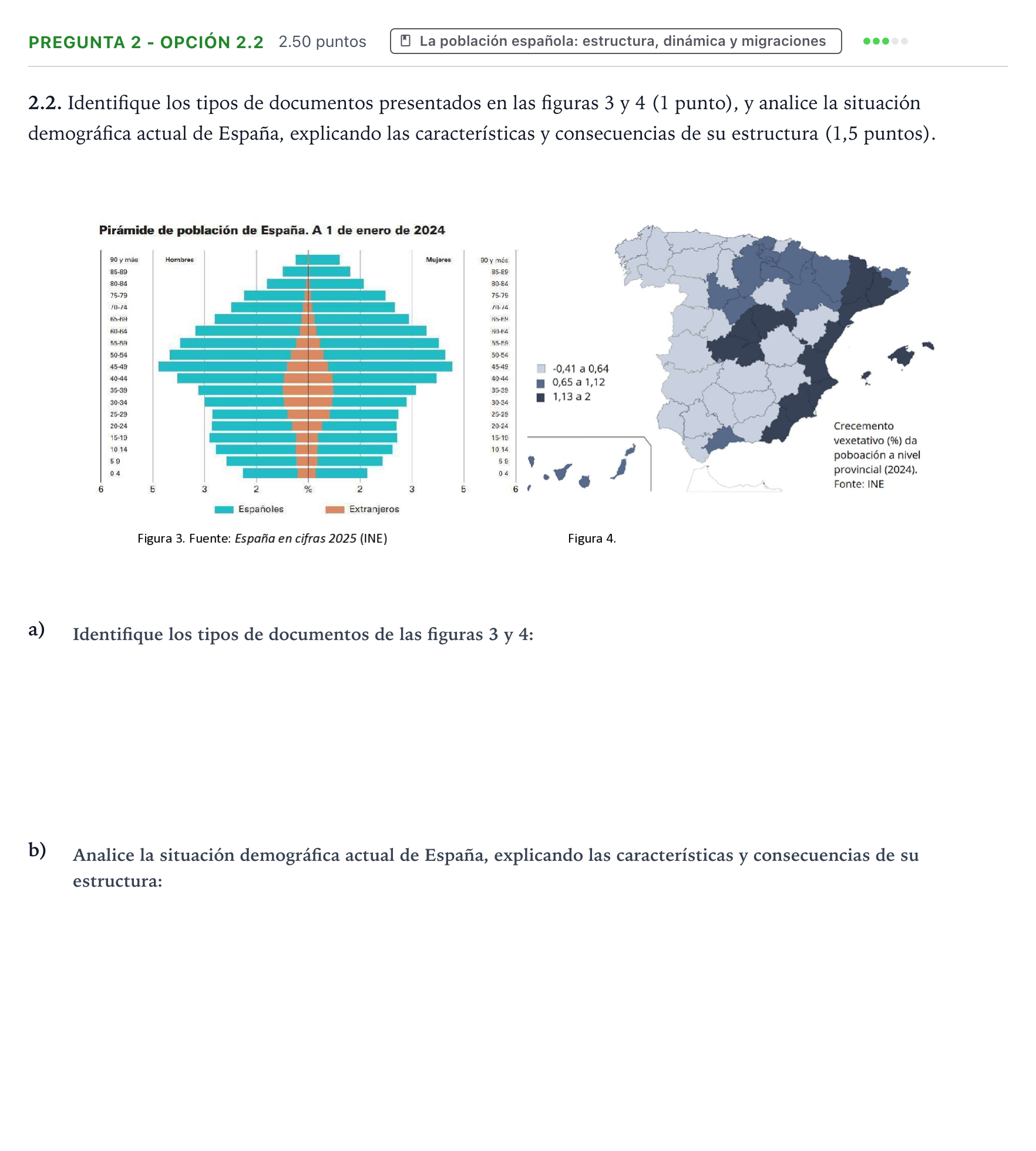 Enunciado: Pregunta 2 - Opción 2.2 · Geografía PAU Galicia Extraordinaria 2026