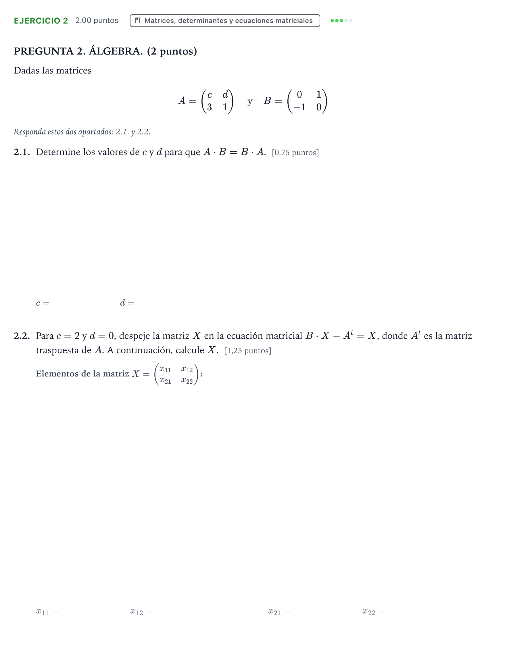 Enunciado: Problema 2 · Matemáticas aplicadas a las Ciencias Sociales II PAU Galicia Extraordinaria 2026