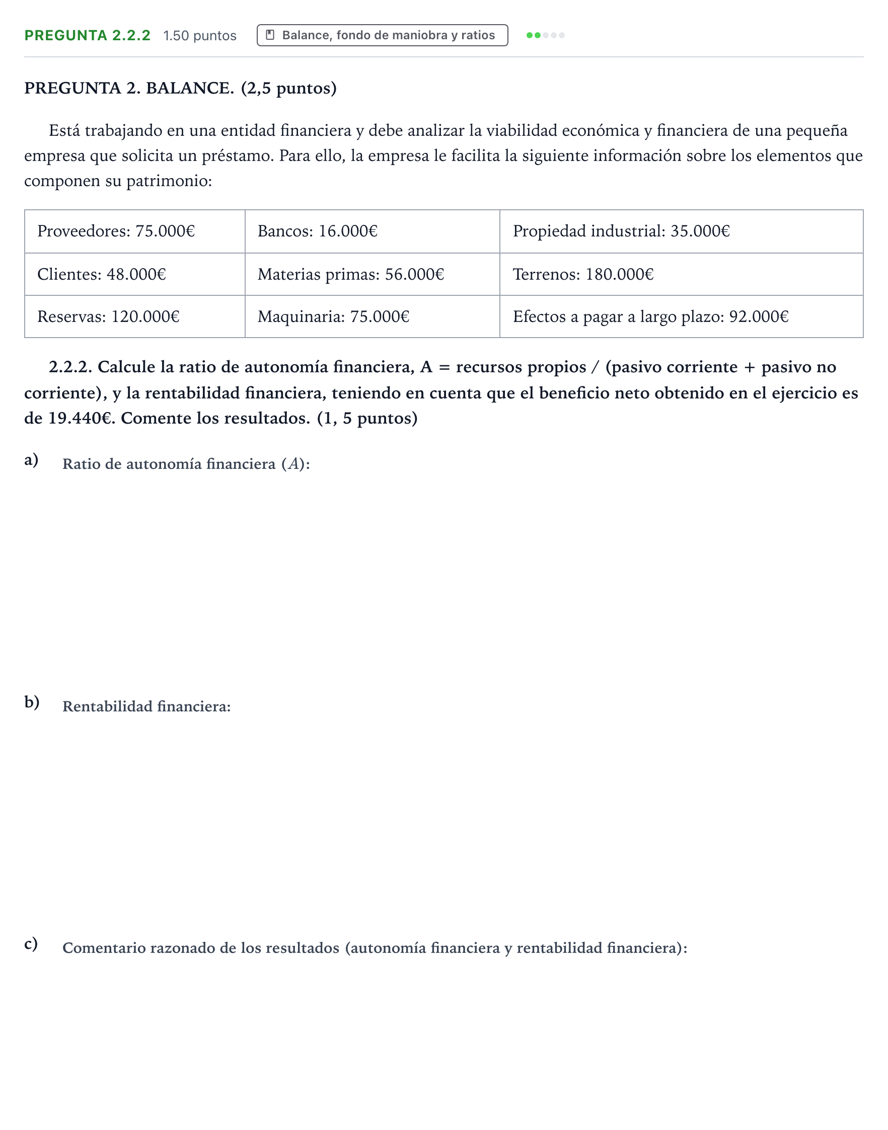 Enunciado: Pregunta 2.2.2 · Empresa y Diseño de Modelos de Negocio PAU Galicia Ordinaria 2026
