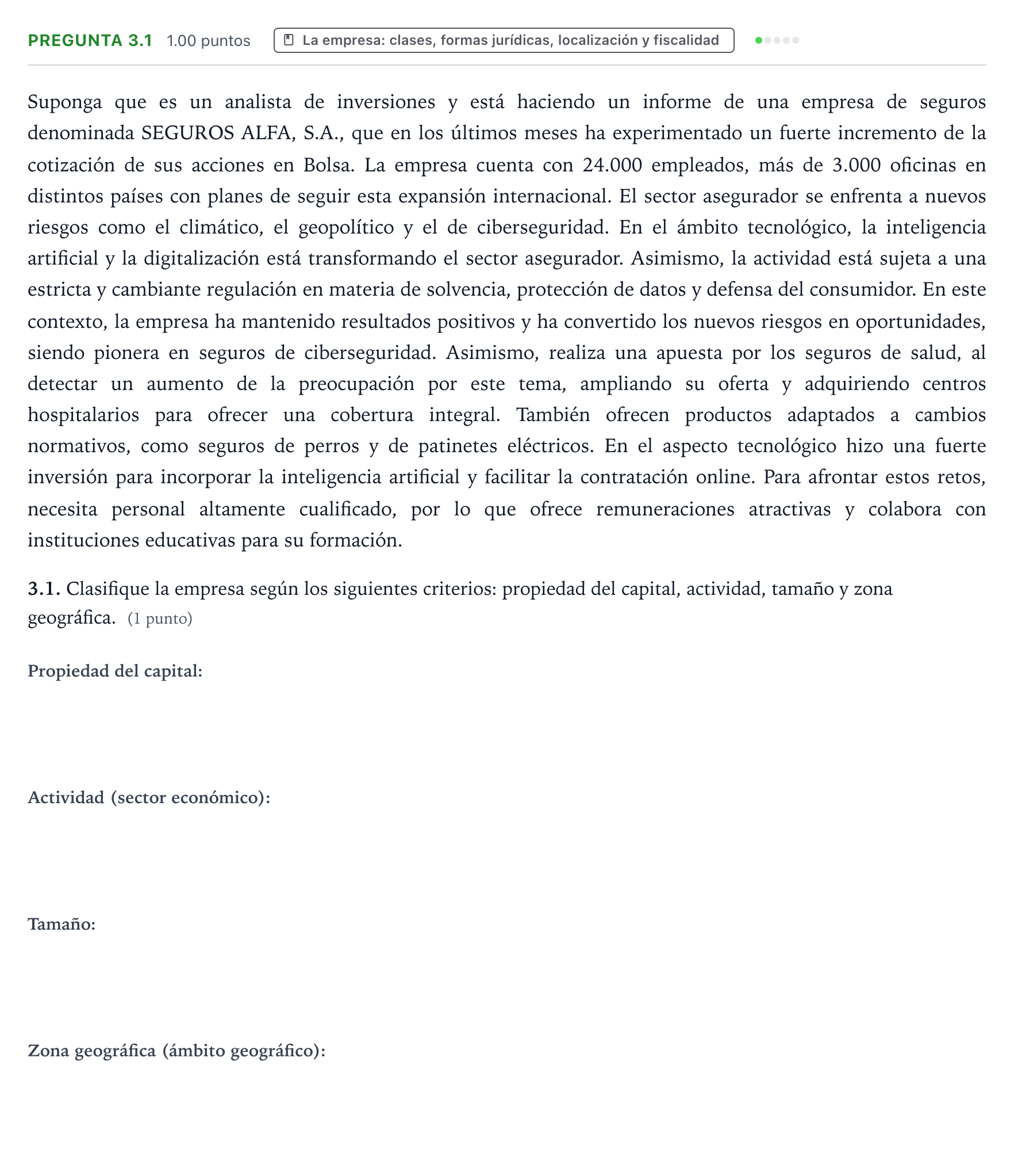 Enunciado: Pregunta 3.1 · Empresa y Diseño de Modelos de Negocio PAU Galicia Ordinaria 2026