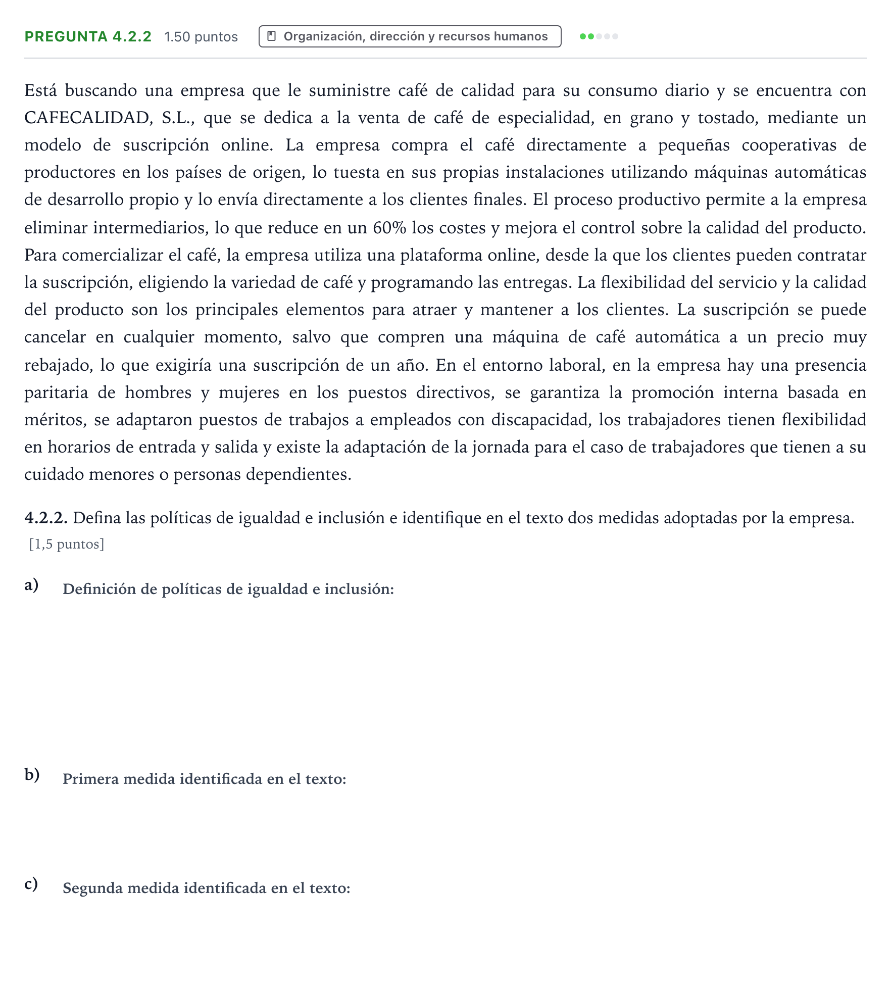 Enunciado: Pregunta 4.2.2 · Empresa y Diseño de Modelos de Negocio PAU Galicia Ordinaria 2026