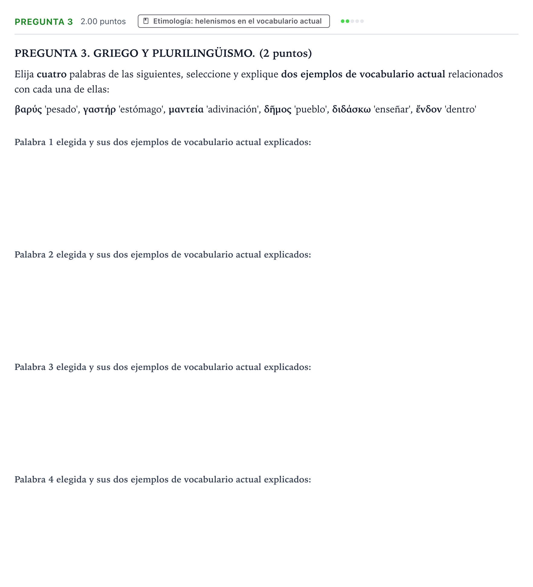 Enunciado: Pregunta 3 · Griego II PAU Galicia Ordinaria 2026