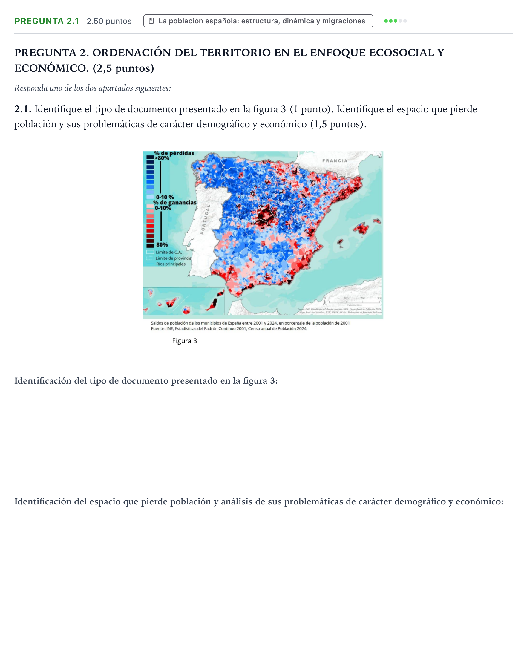 Enunciado: Pregunta 2.1 · Geografía PAU Galicia Ordinaria 2026