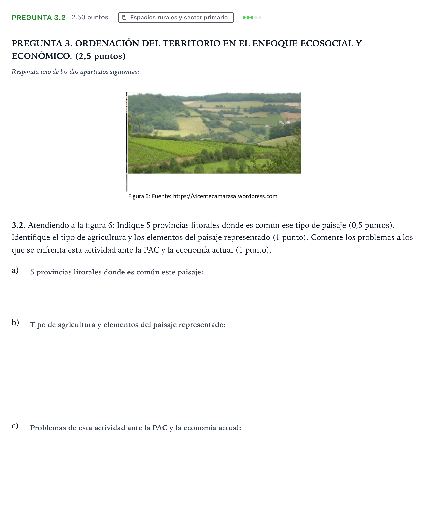 Enunciado: Pregunta 3.2 · Geografía PAU Galicia Ordinaria 2026