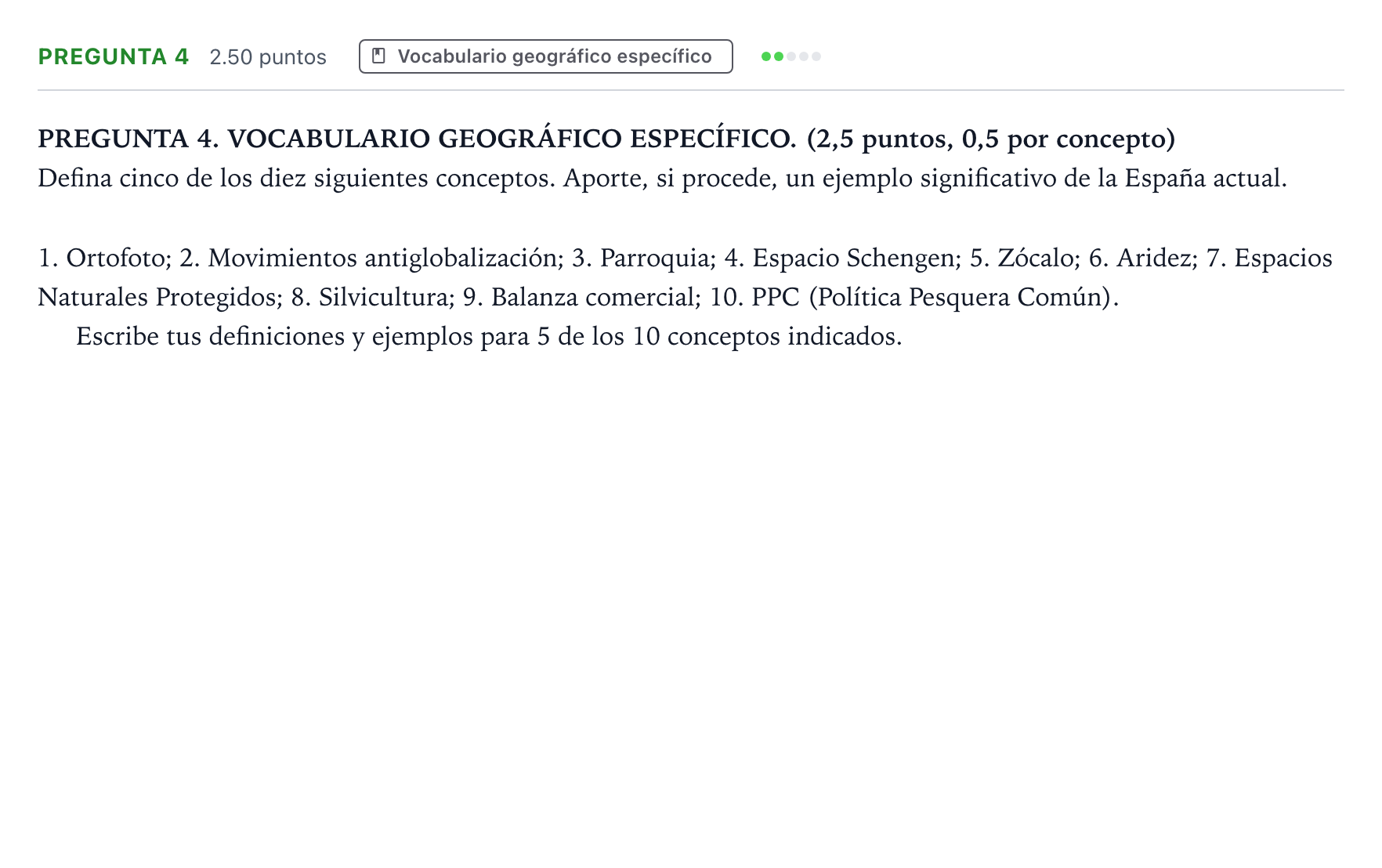 Enunciado: Pregunta 4 · Geografía PAU Galicia Ordinaria 2026