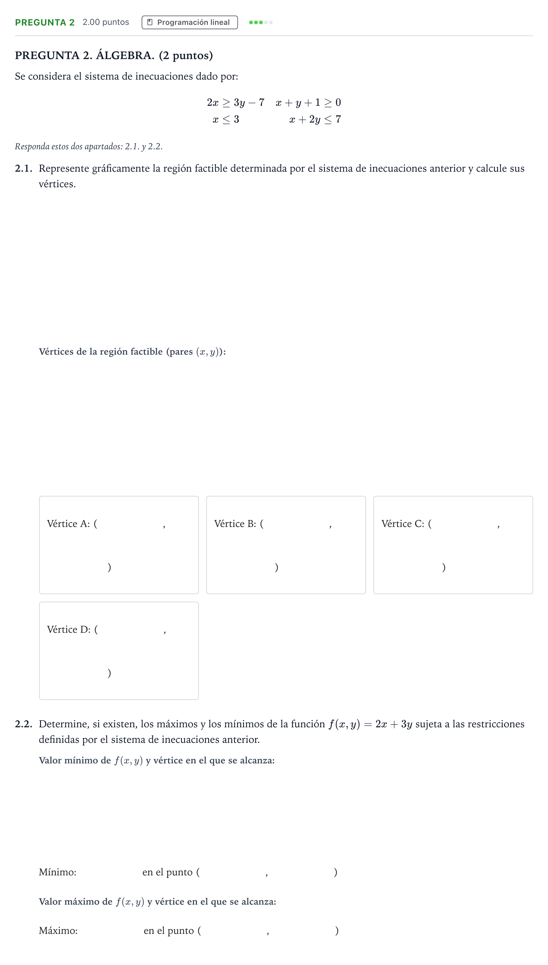 Enunciado: Pregunta 2 · Matemáticas aplicadas a las Ciencias Sociales II PAU Galicia Ordinaria 2026