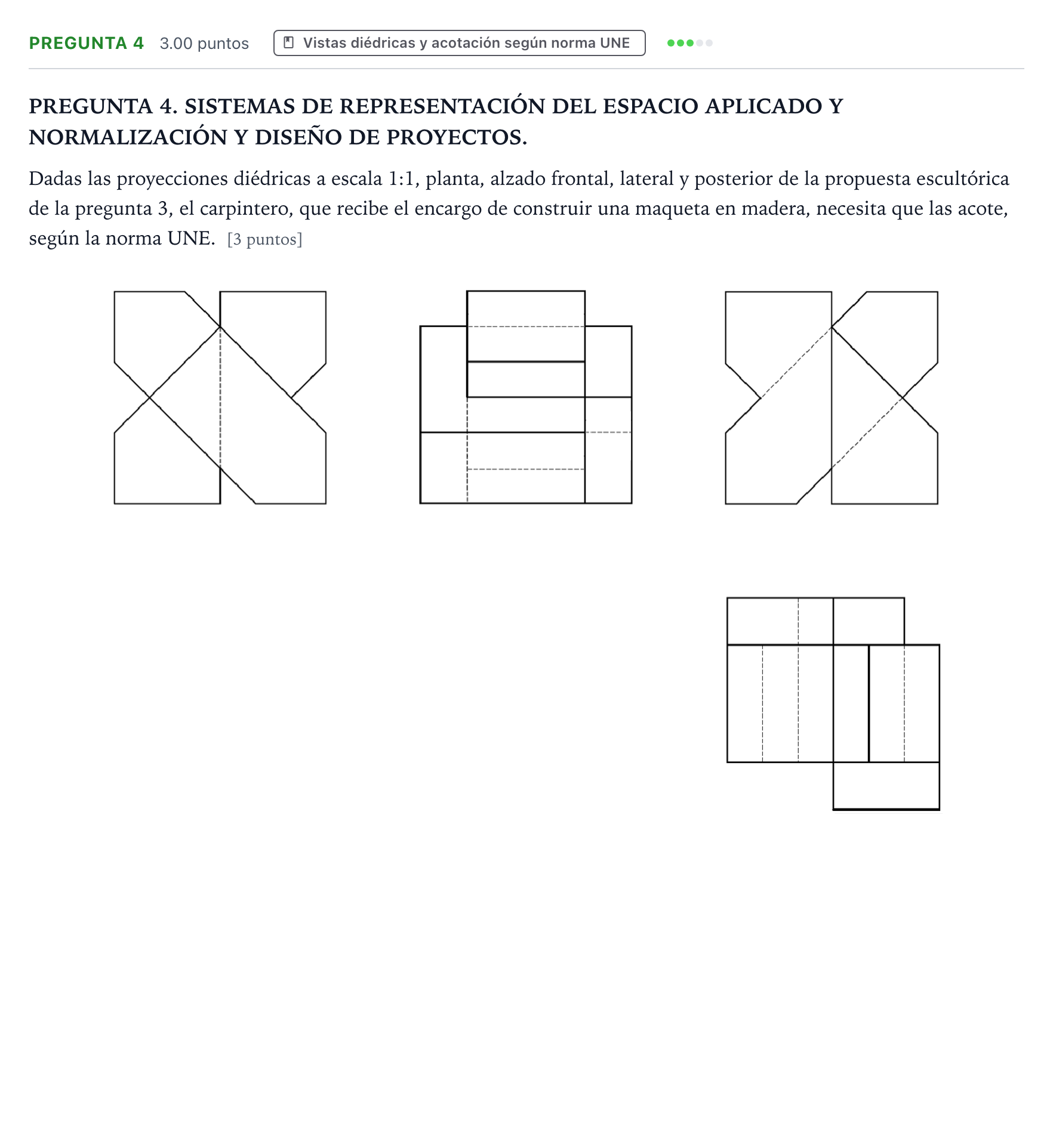 Enunciado: Pregunta 4 · Dibujo Técnico Aplicado a las Artes Plásticas y al Diseño PAU Galicia Extraordinaria 2026