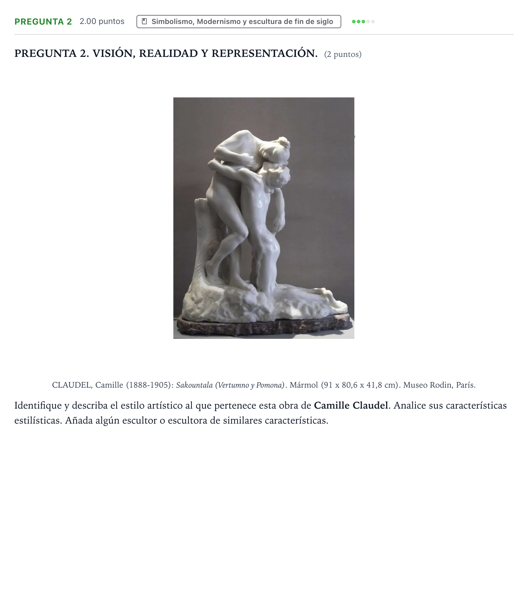 Enunciado: Pregunta 2 · Fundamentos Artísticos PAU Galicia Extraordinaria 2026