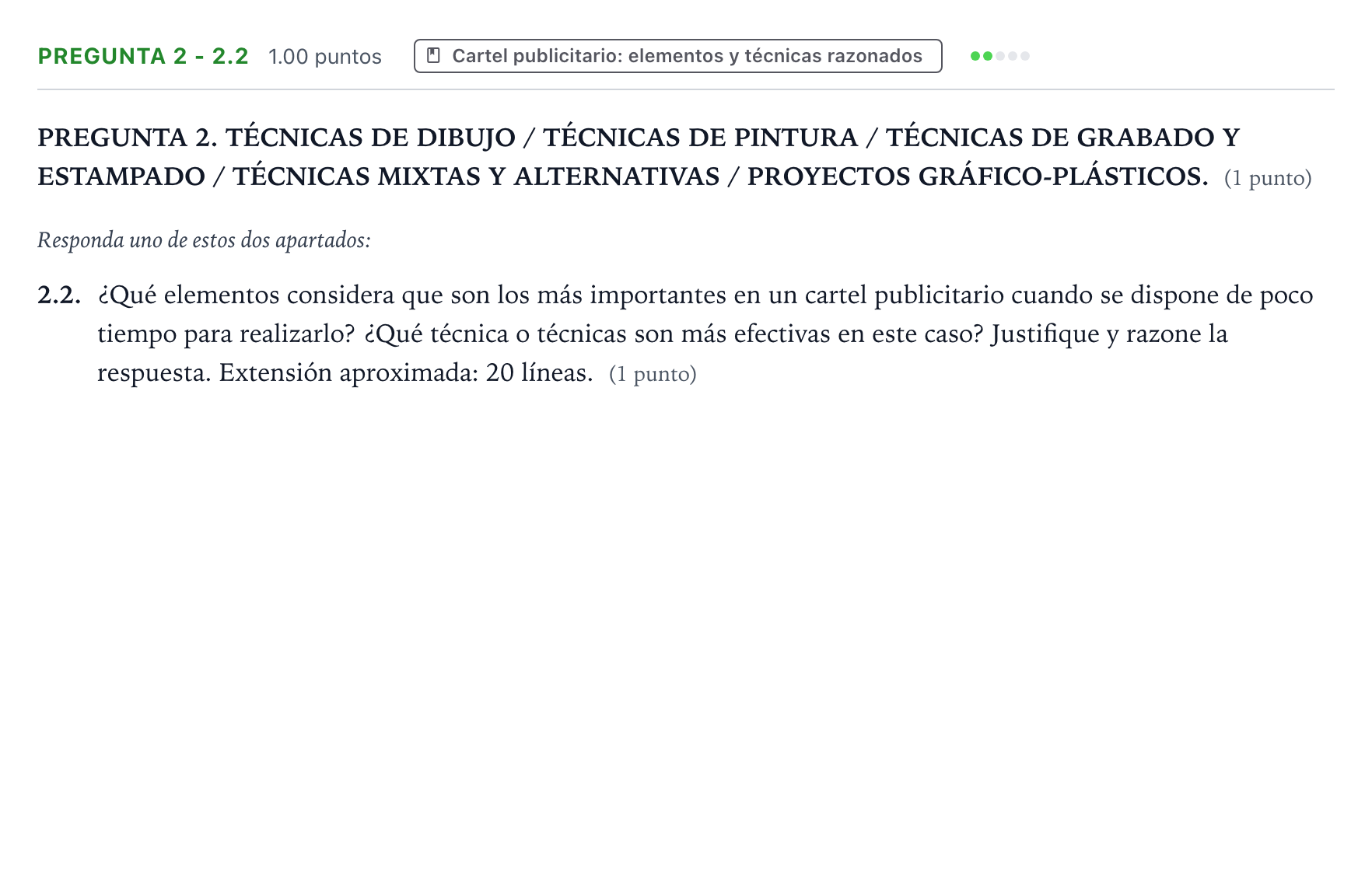 Enunciado: Pregunta 2 - 2.2 · Técnicas de Expresión Gráfico-Plástica PAU Galicia Extraordinaria 2026