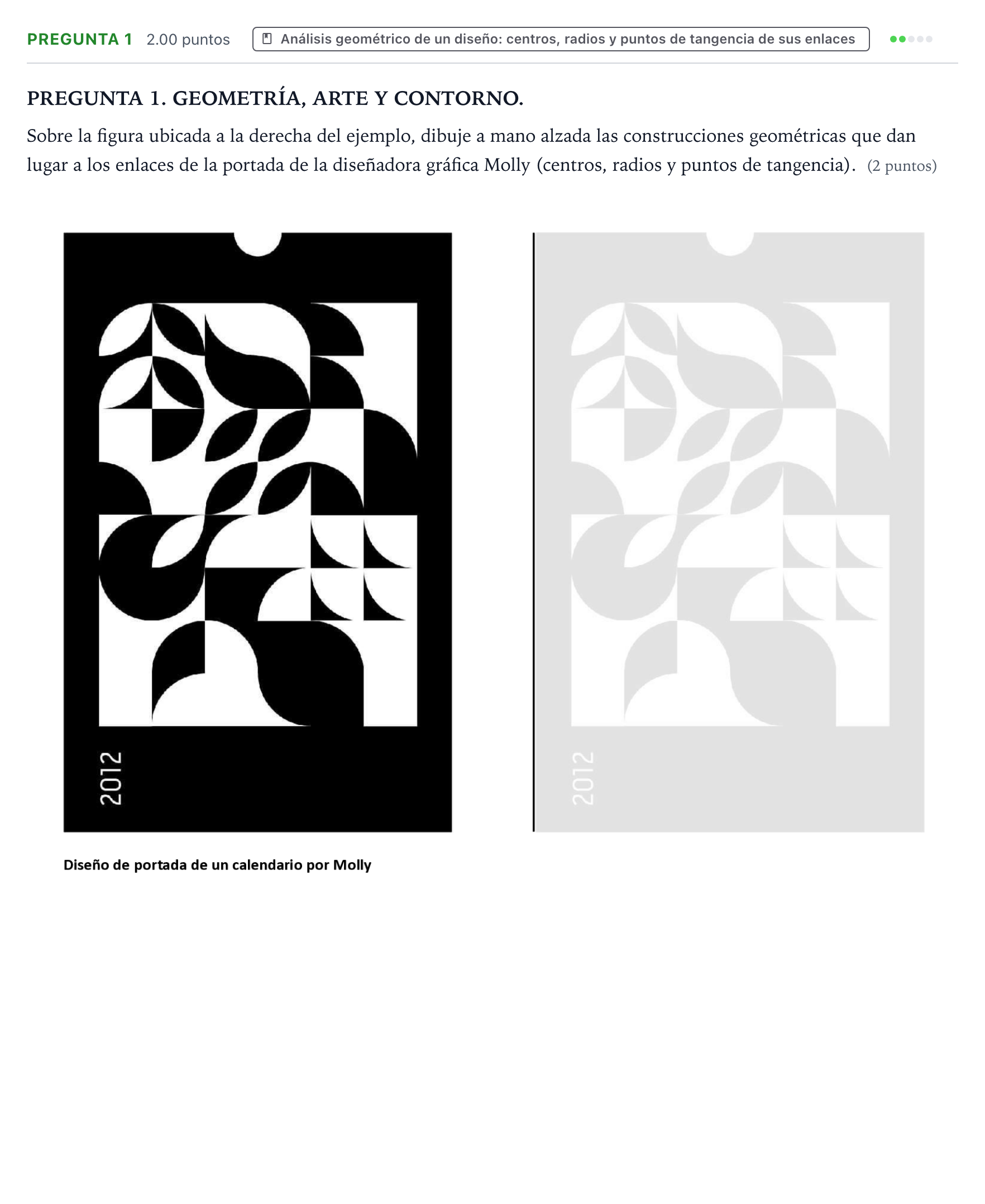 Enunciado: Pregunta 1 · Dibujo Técnico Aplicado a las Artes Plásticas y al Diseño PAU Galicia Ordinaria 2026