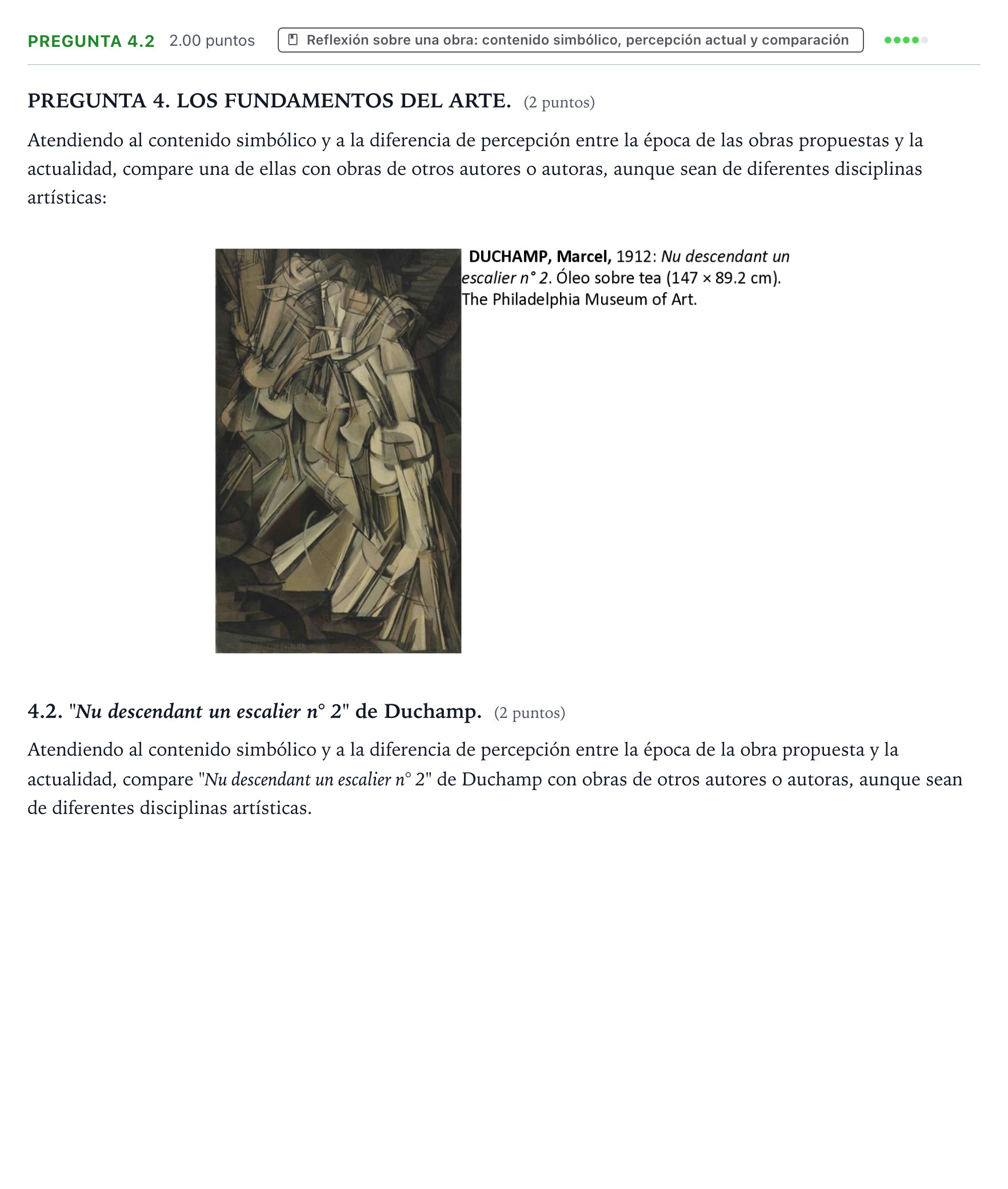 Enunciado: Pregunta 4.2 · Fundamentos Artísticos PAU Galicia Ordinaria 2026