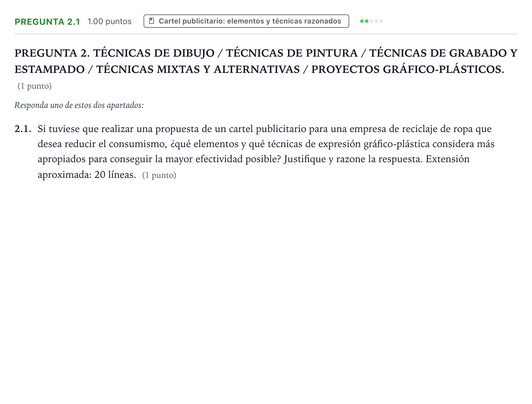 Enunciado: Pregunta 2.1 · Técnicas de Expresión Gráfico-Plástica PAU Galicia Ordinaria 2026