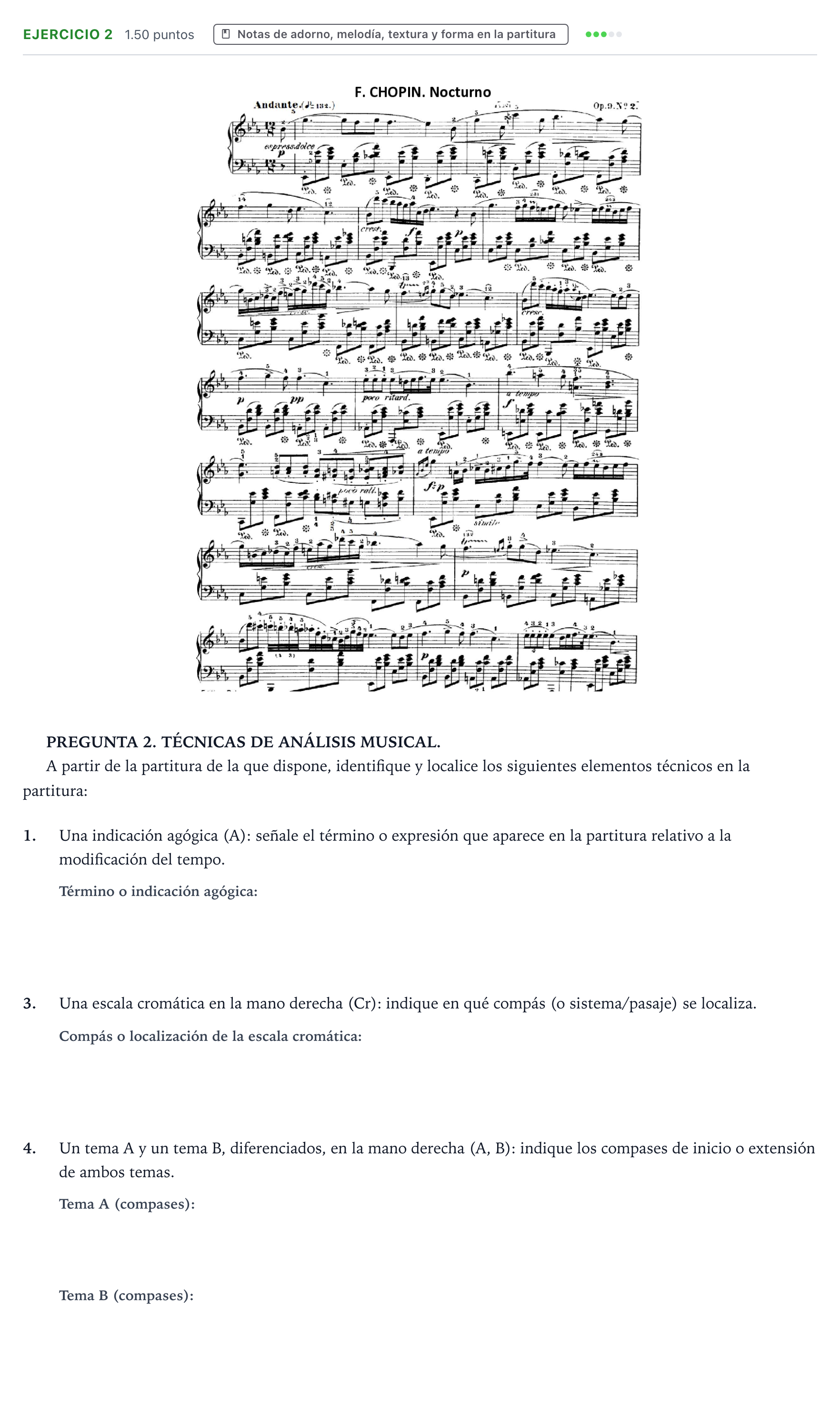 Enunciado: Ejercicio 2 - Notas de adorno, melodía, textura y forma en… · Análisis Musical II PAU Galicia Extraordinaria 2026