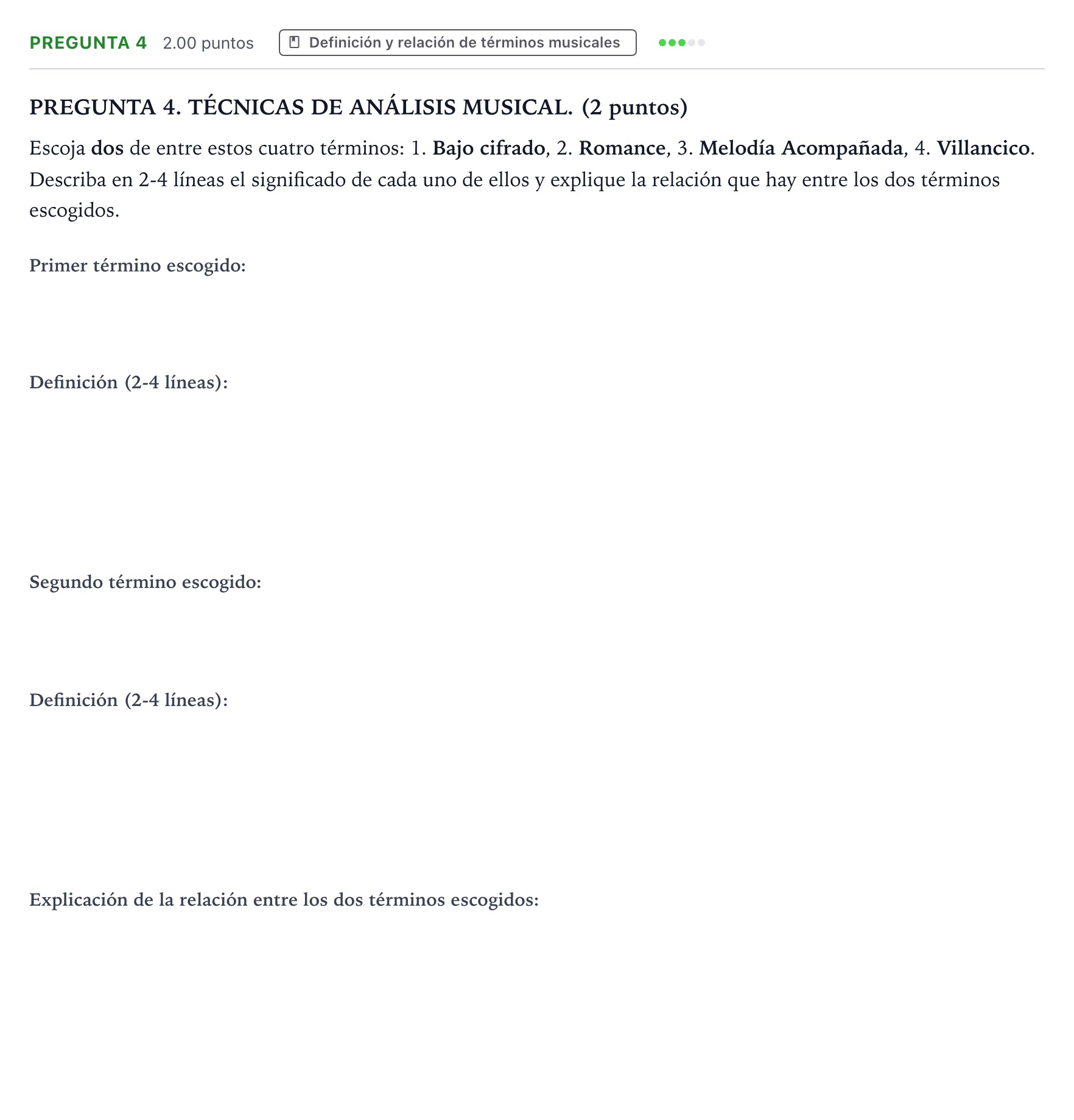 Enunciado: Pregunta 4 · Análisis Musical II PAU Galicia Extraordinaria 2026