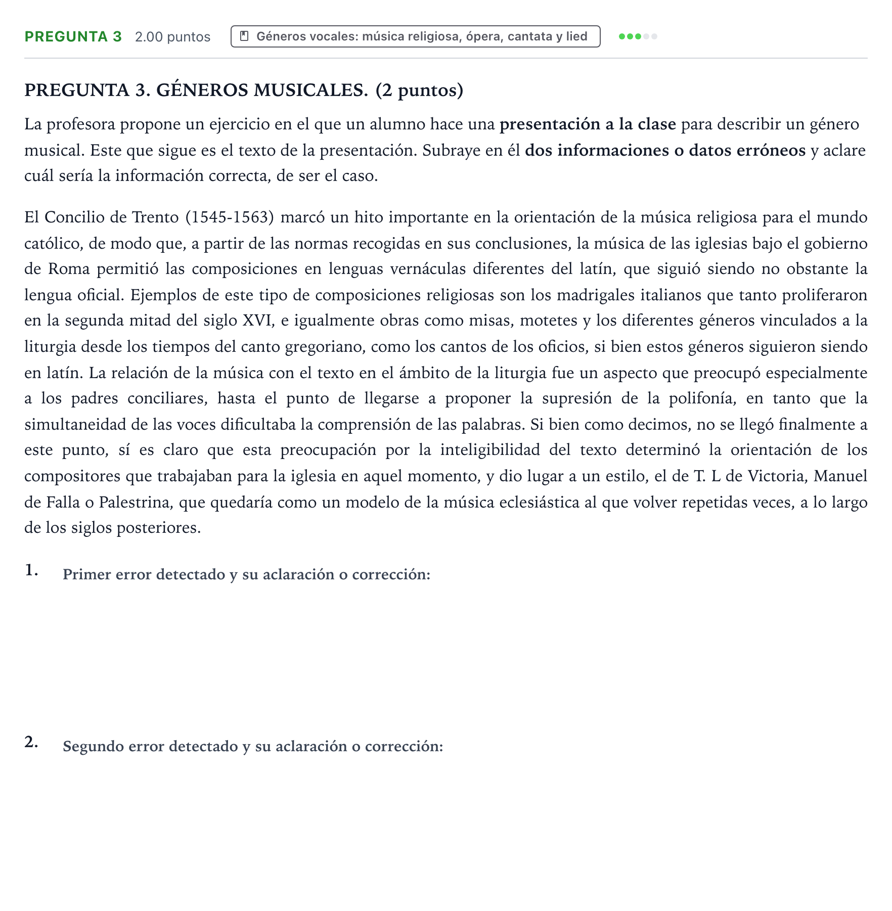 Enunciado: Pregunta 3 · Análisis Musical II PAU Galicia Ordinaria 2026