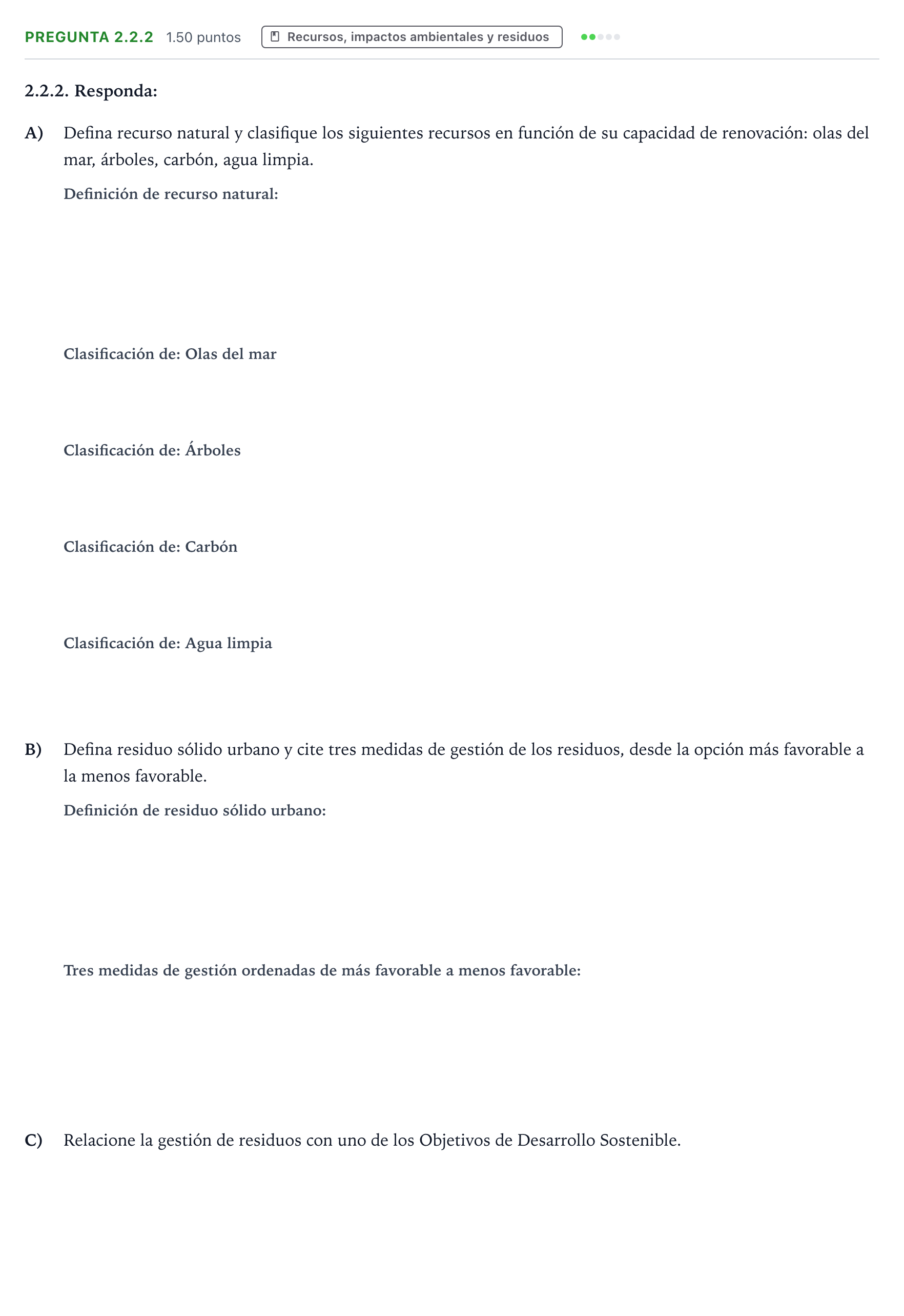 Enunciado: Pregunta 2.2.2 · Ciencias Generales PAU Galicia Extraordinaria 2026