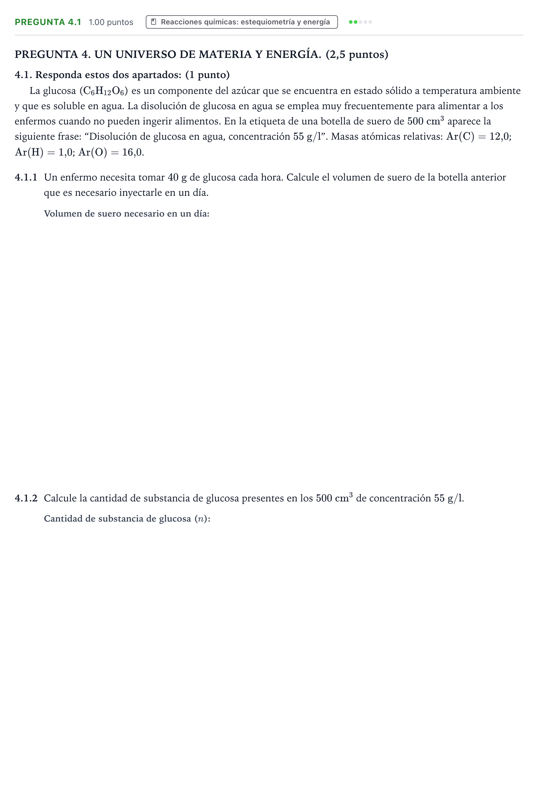 Enunciado: Pregunta 4.1 · Ciencias Generales PAU Galicia Extraordinaria 2026