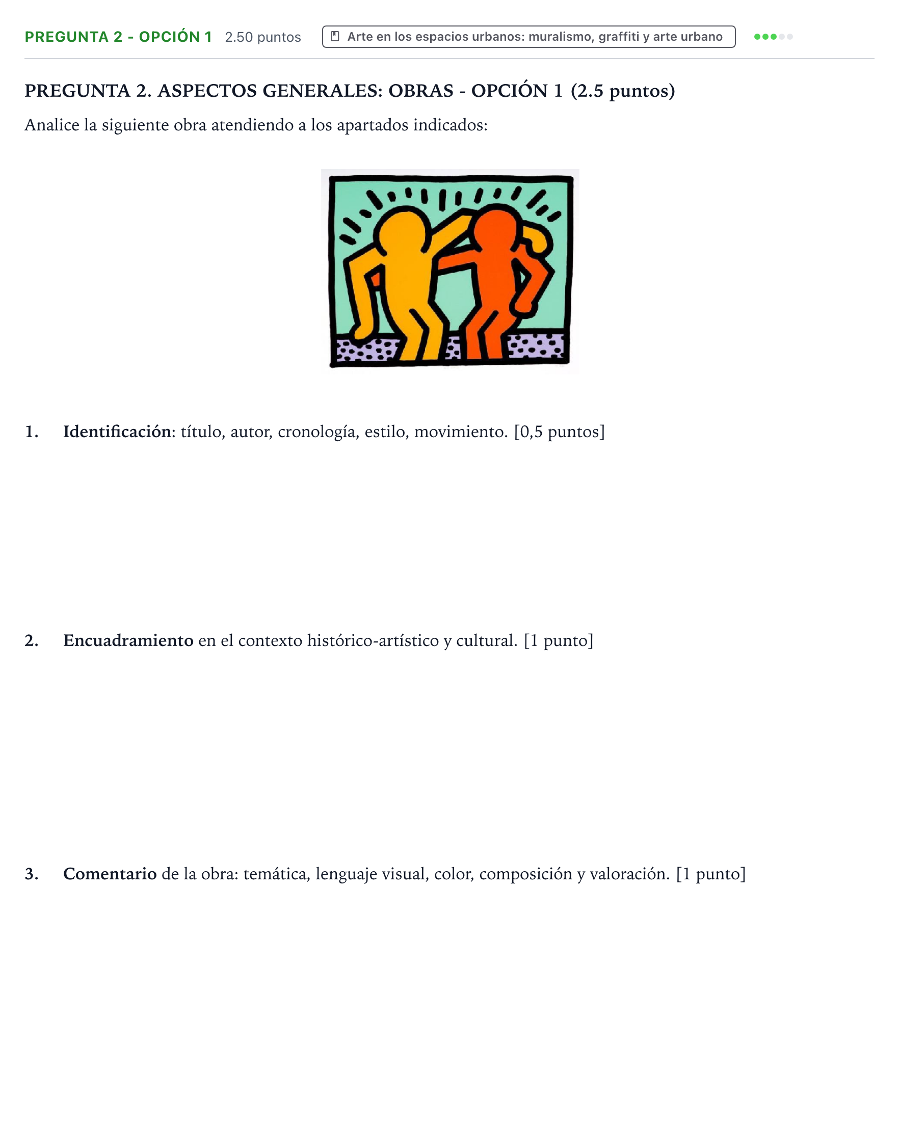 Enunciado: Pregunta 2 - Opción 1 · Movimientos Culturales y Artísticos PAU Galicia Extraordinaria 2026