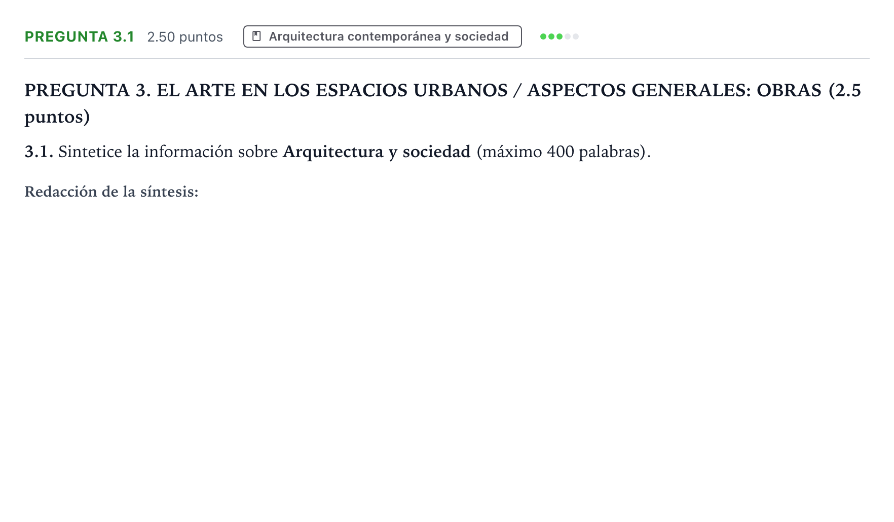 Enunciado: Pregunta 3.1 · Movimientos Culturales y Artísticos PAU Galicia Extraordinaria 2026