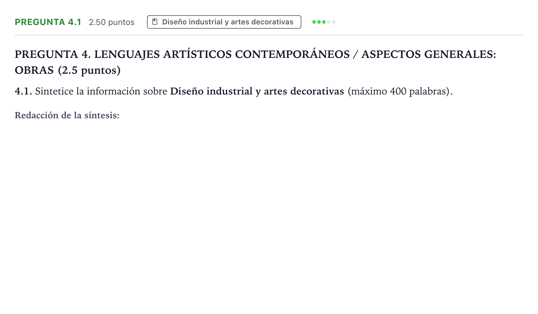 Enunciado: Pregunta 4.1 · Movimientos Culturales y Artísticos PAU Galicia Extraordinaria 2026