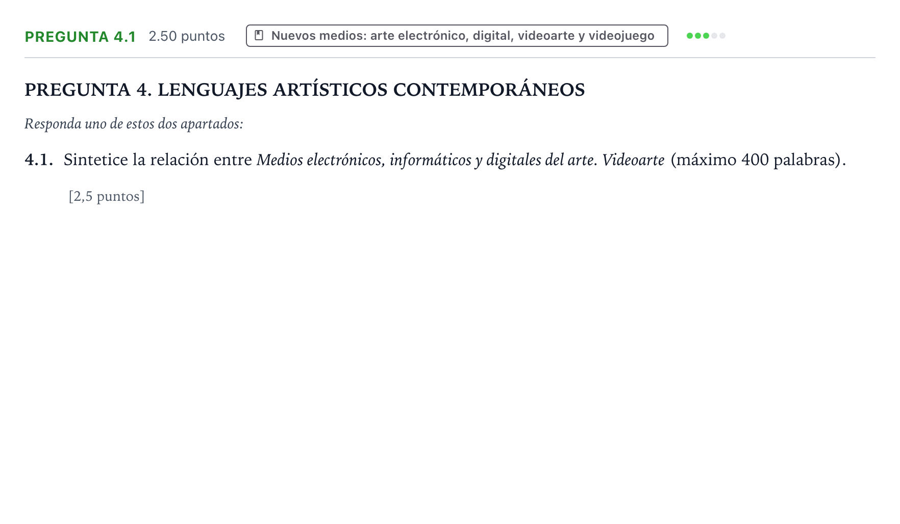 Enunciado: Pregunta 4.1 · Movimientos Culturales y Artísticos PAU Galicia Ordinaria 2026