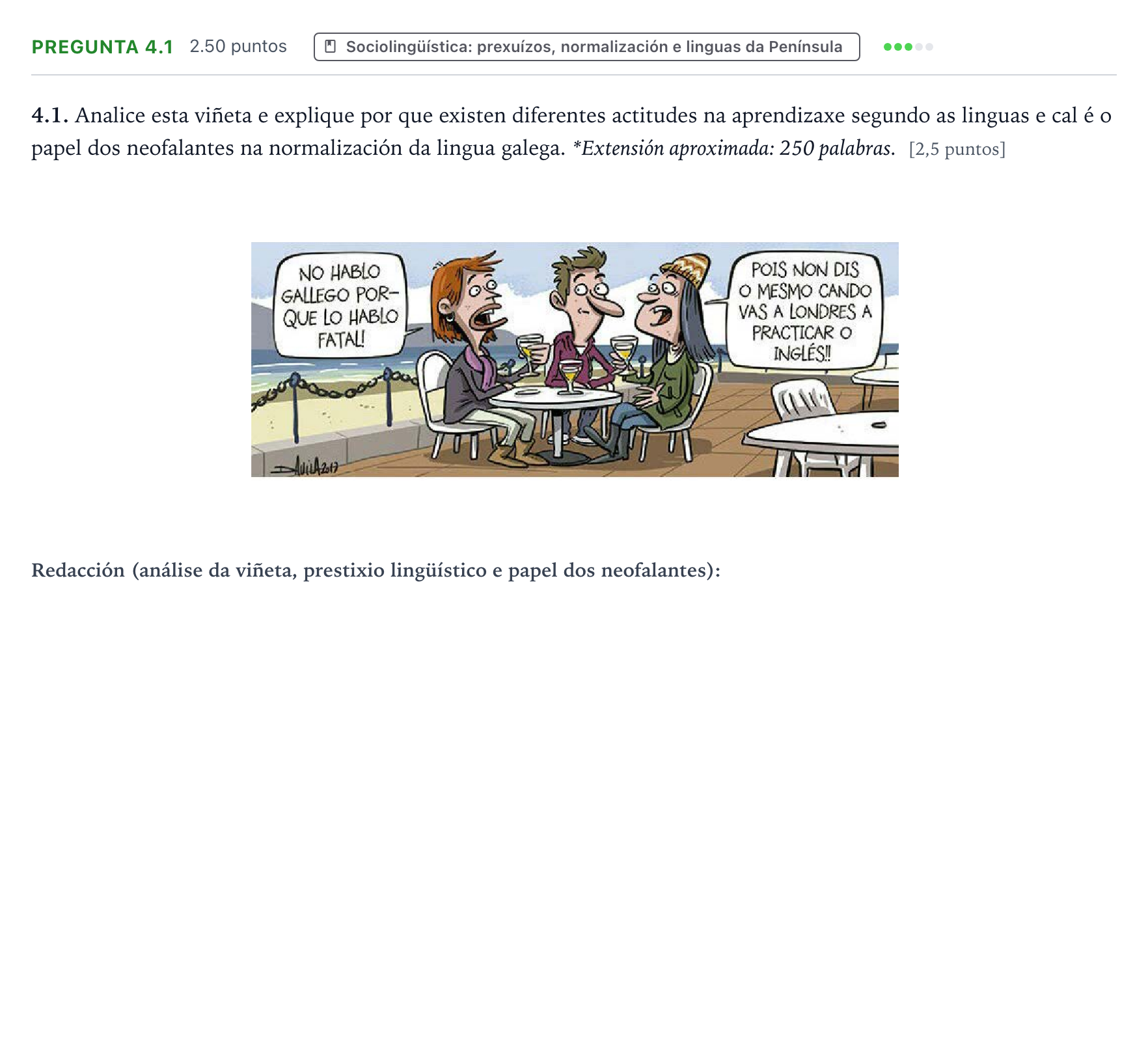 Enunciado: Pregunta 4.1 · Lingua Galega e Literatura II PAU Galicia Ordinaria 2024