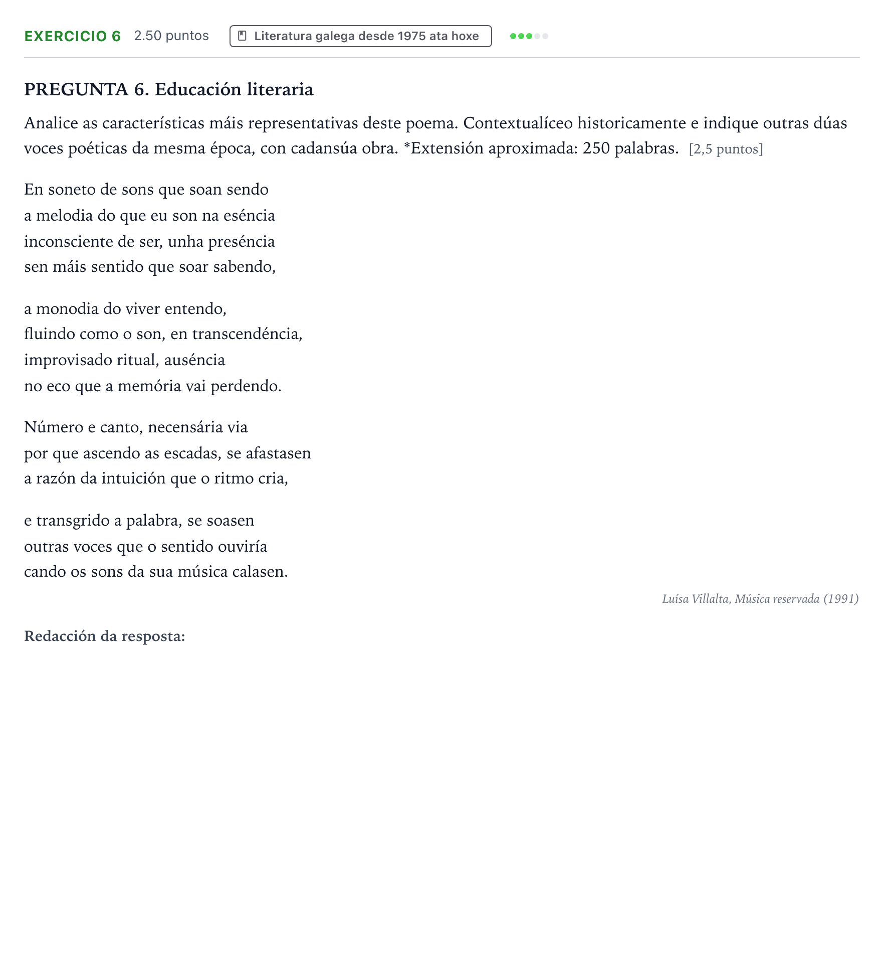 Enunciado: Problema 6 · Lingua Galega e Literatura II PAU Galicia Ordinaria 2024